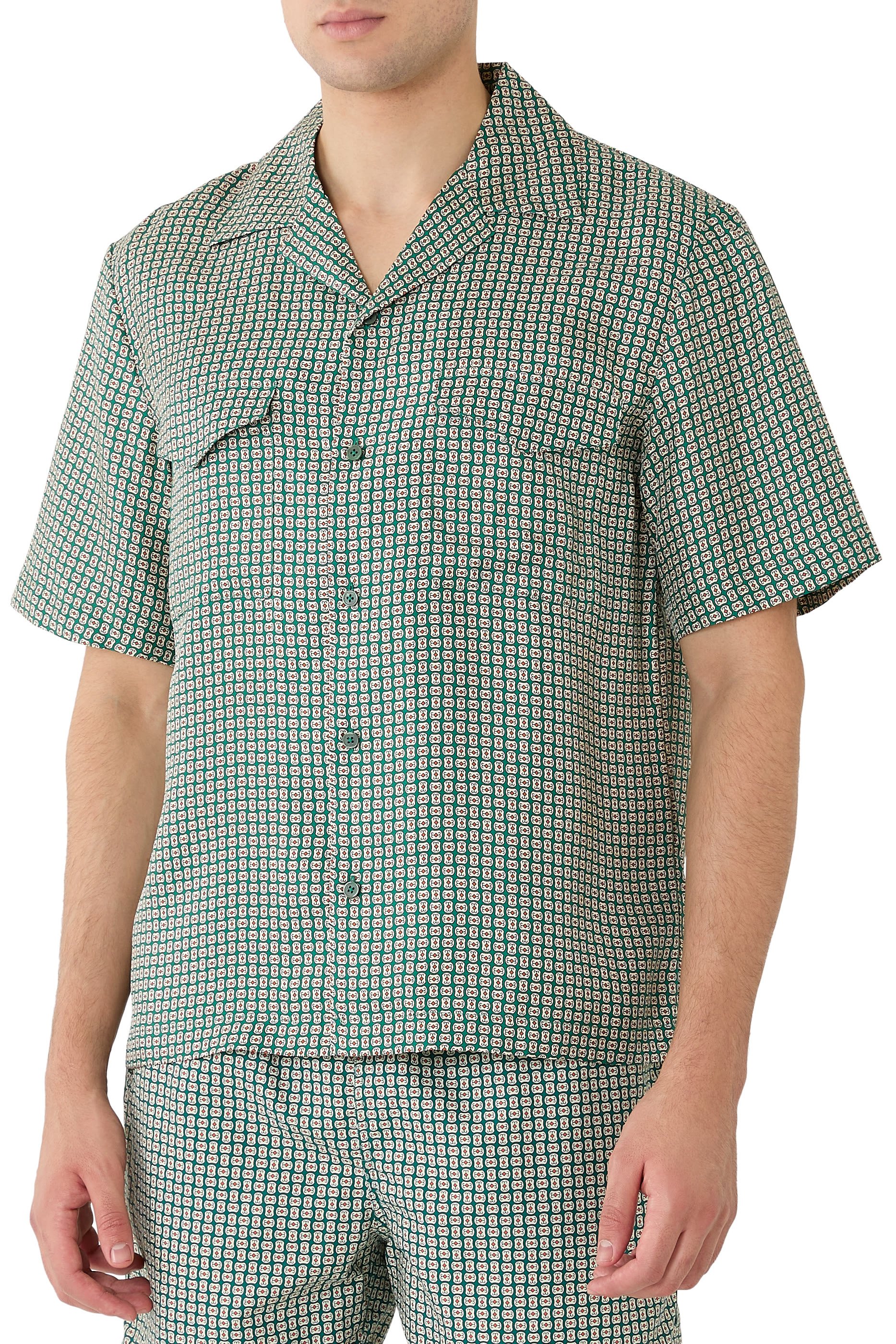 قميص كلارك بياقة مطوية ونقشة حرير