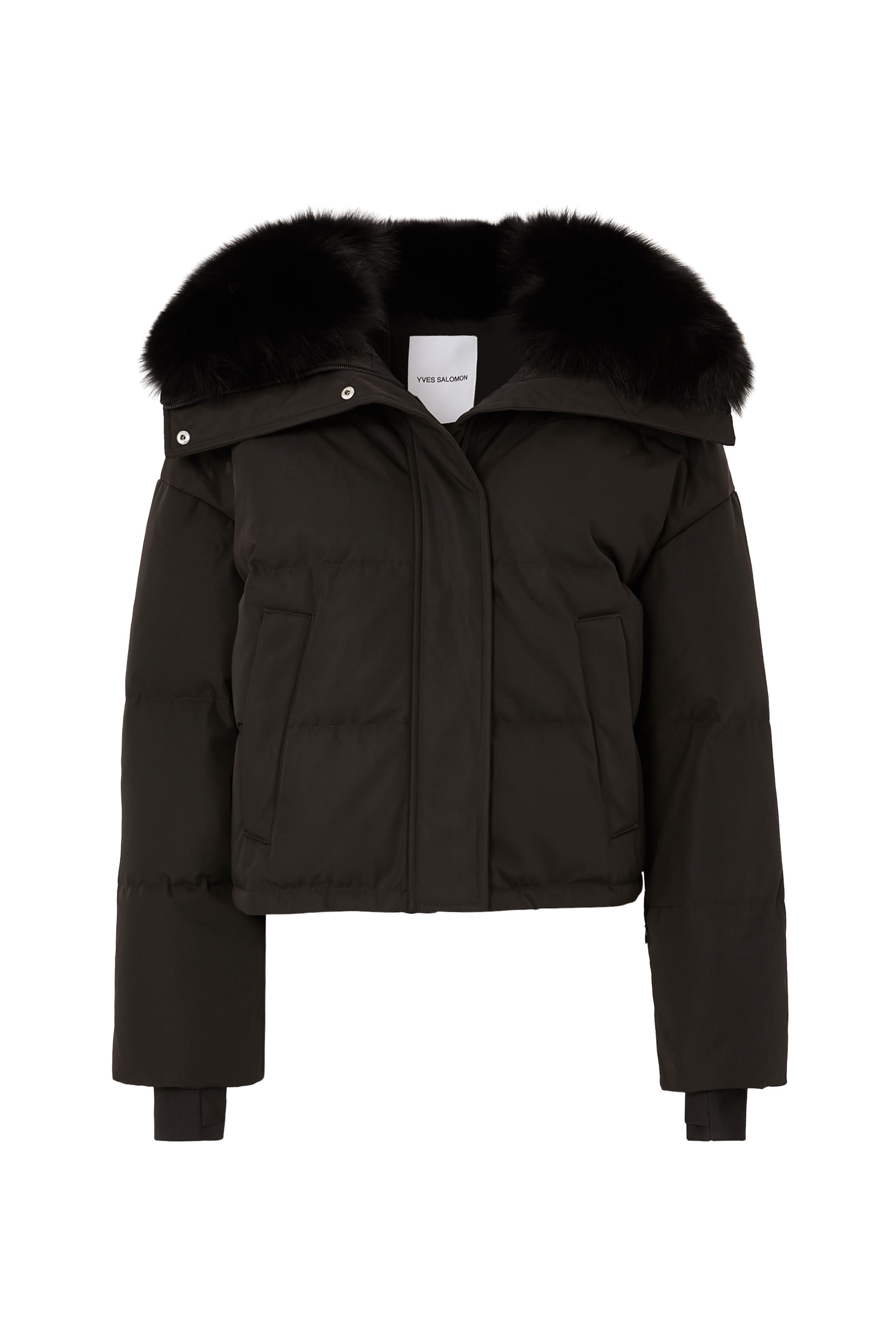 جاكيت تزلج بغطاء للرأس فرو ثعلب صناعي