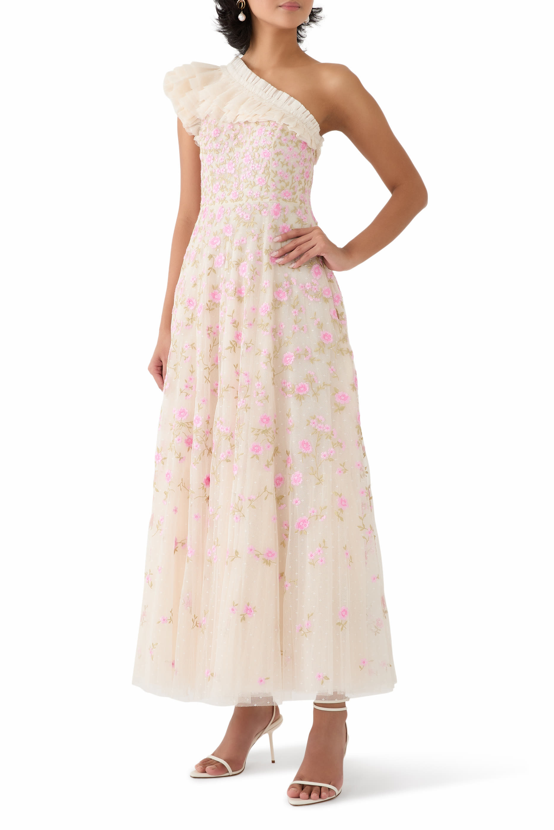 فستان سهرة ليا ديتسي بطول الكاحل وكتف مكشوف فستان سهرة ليا ديتسي بطول الكاحل وكتف مكشوف