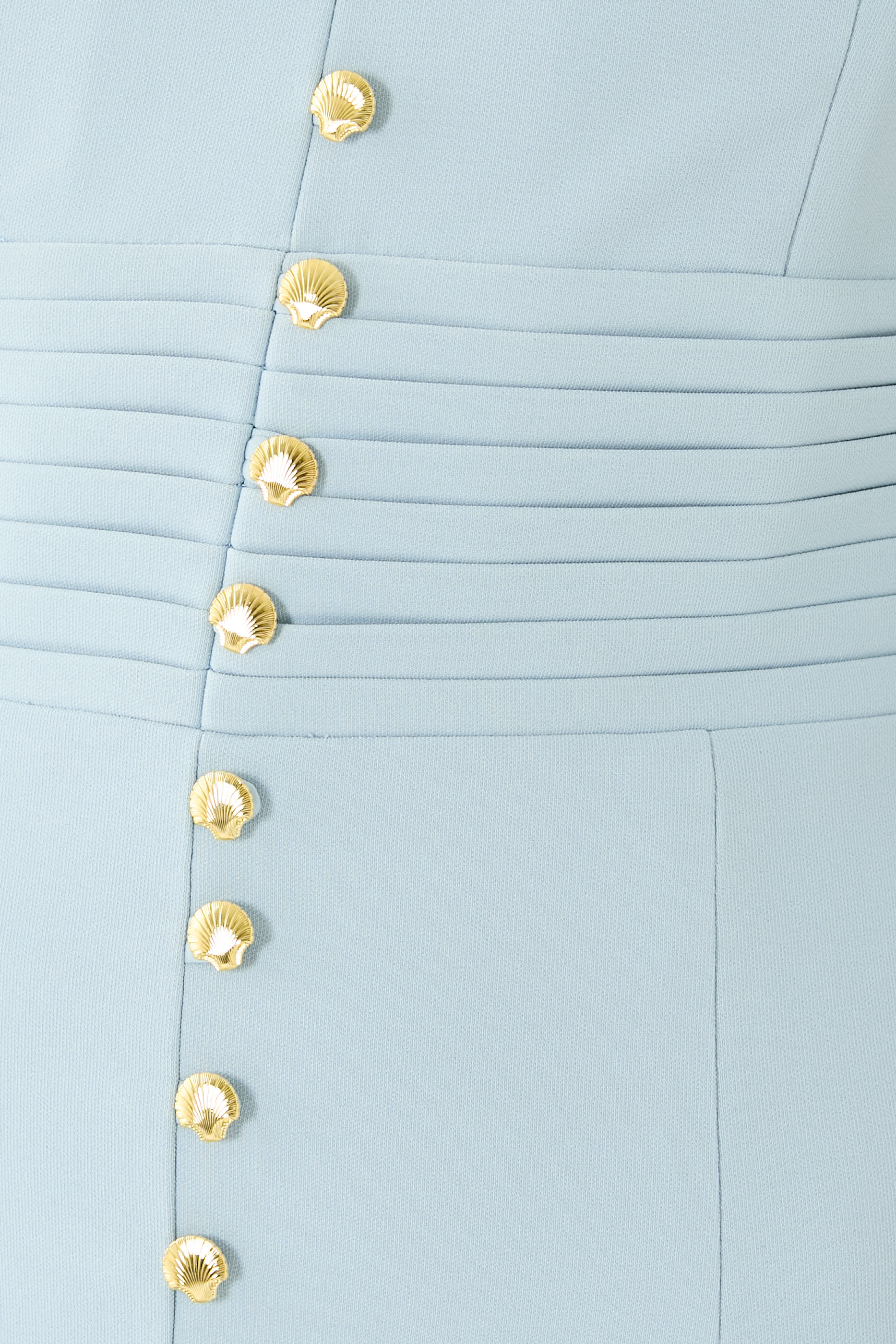 فستان سيرينا متوسط الطول بأكمام واسعة وأزرار مايكرو شيل