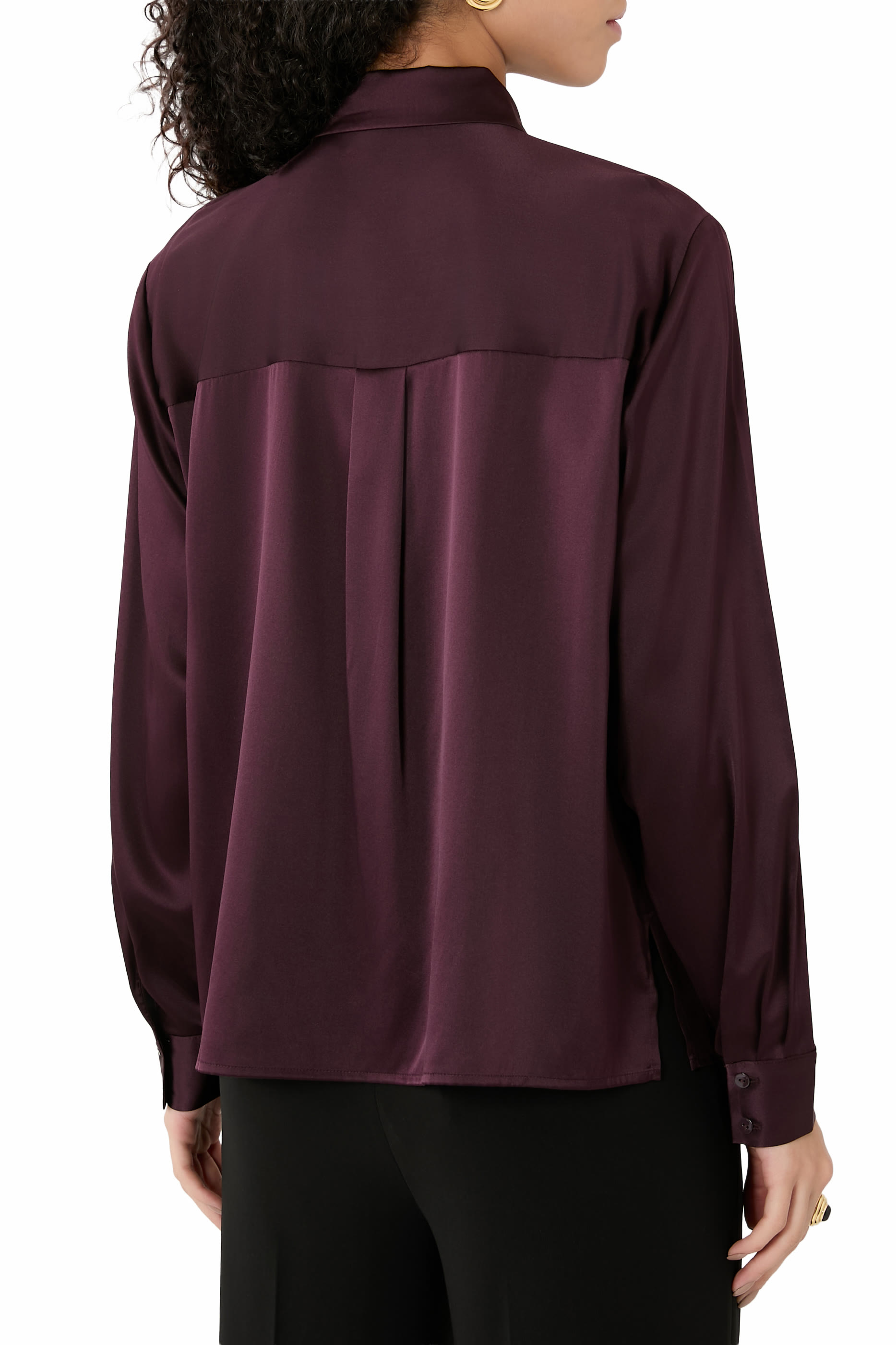 قميص شارموز بياقة كلاسيكية حرير مطاطي