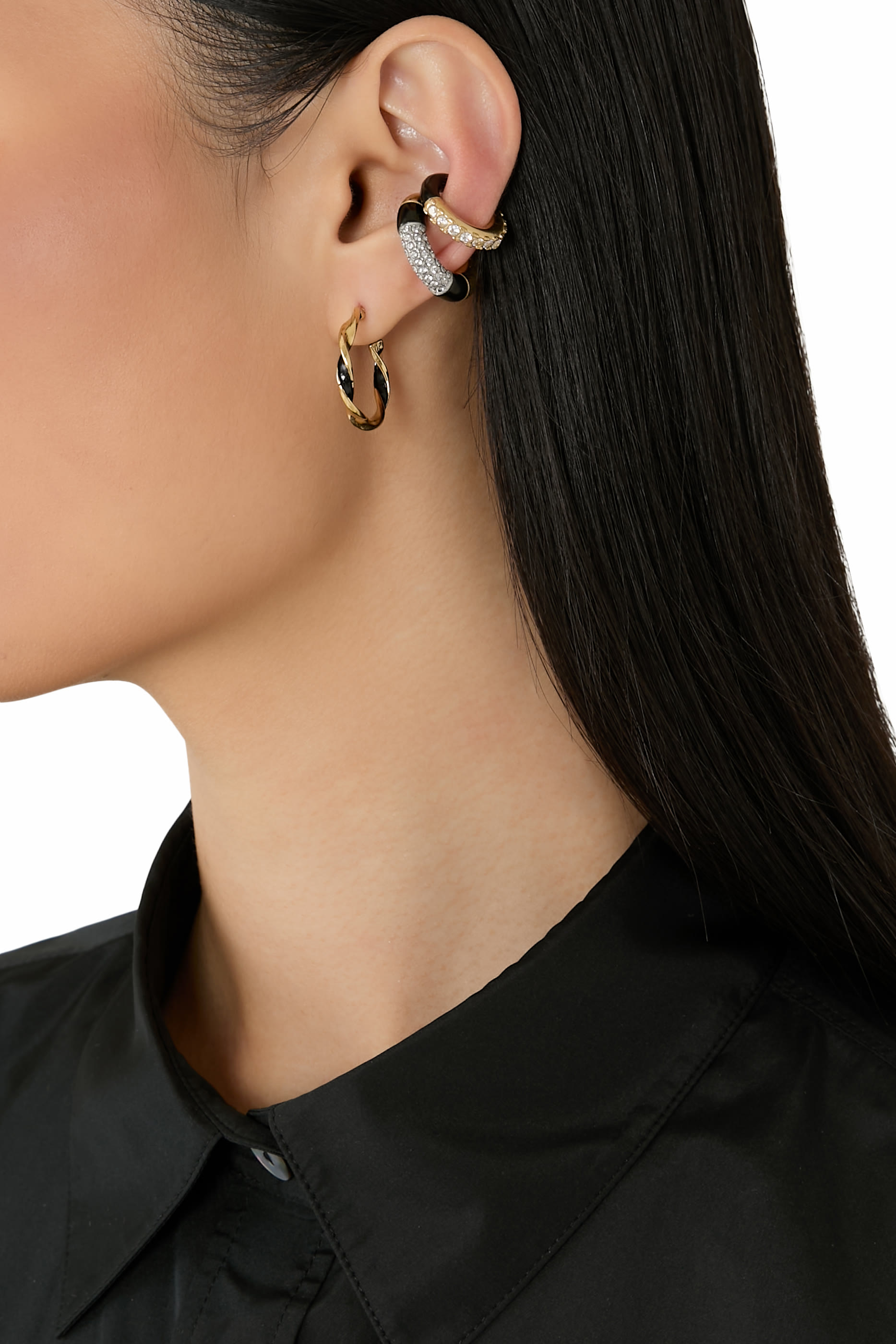 Two-Tone Thick Hoop Single Earring