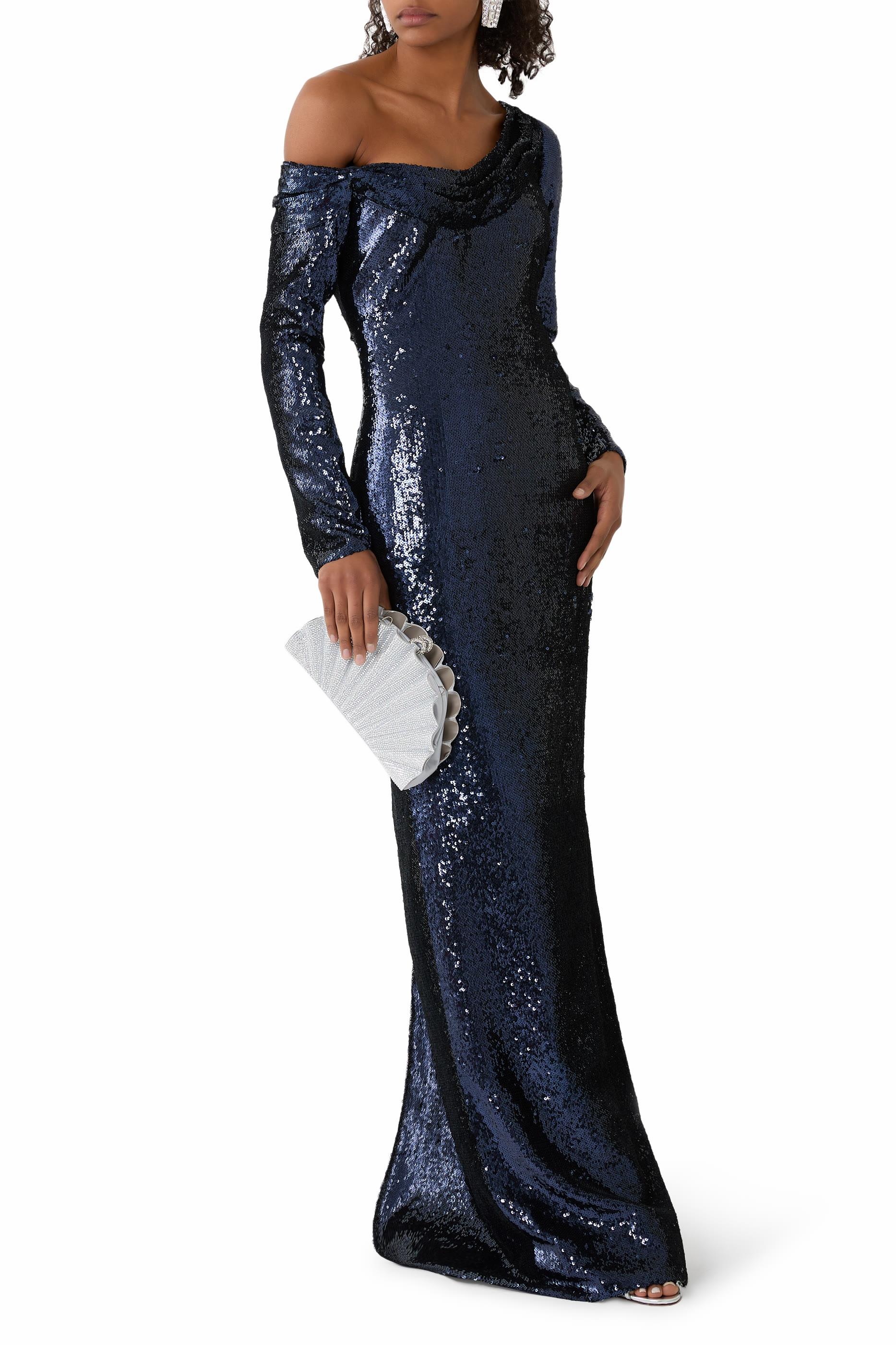 فستان سهرة كوميت بياقة مطوية