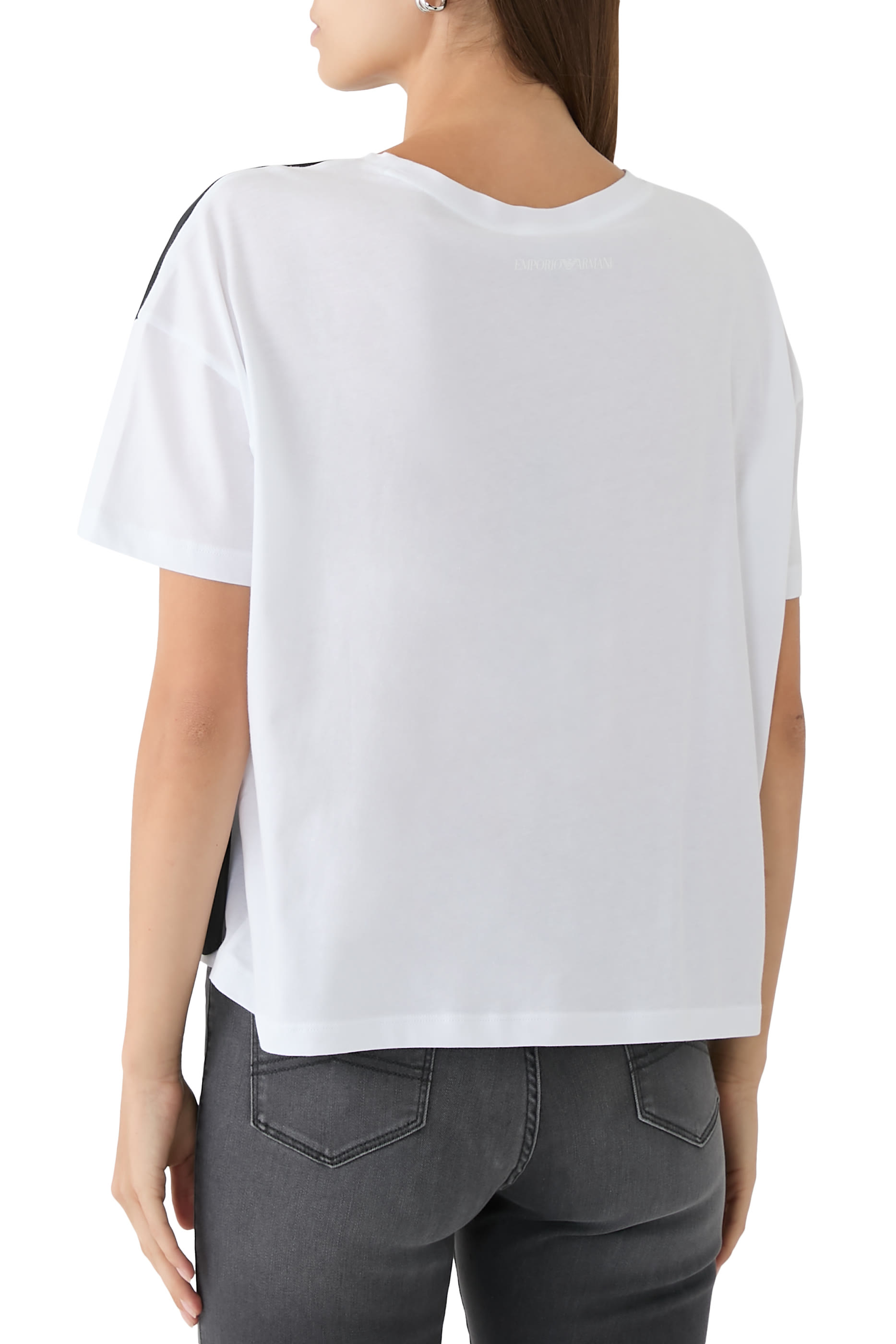 تيشيرت بحشوة شيفون مزين بشعار الماركة قطن جيرسيه