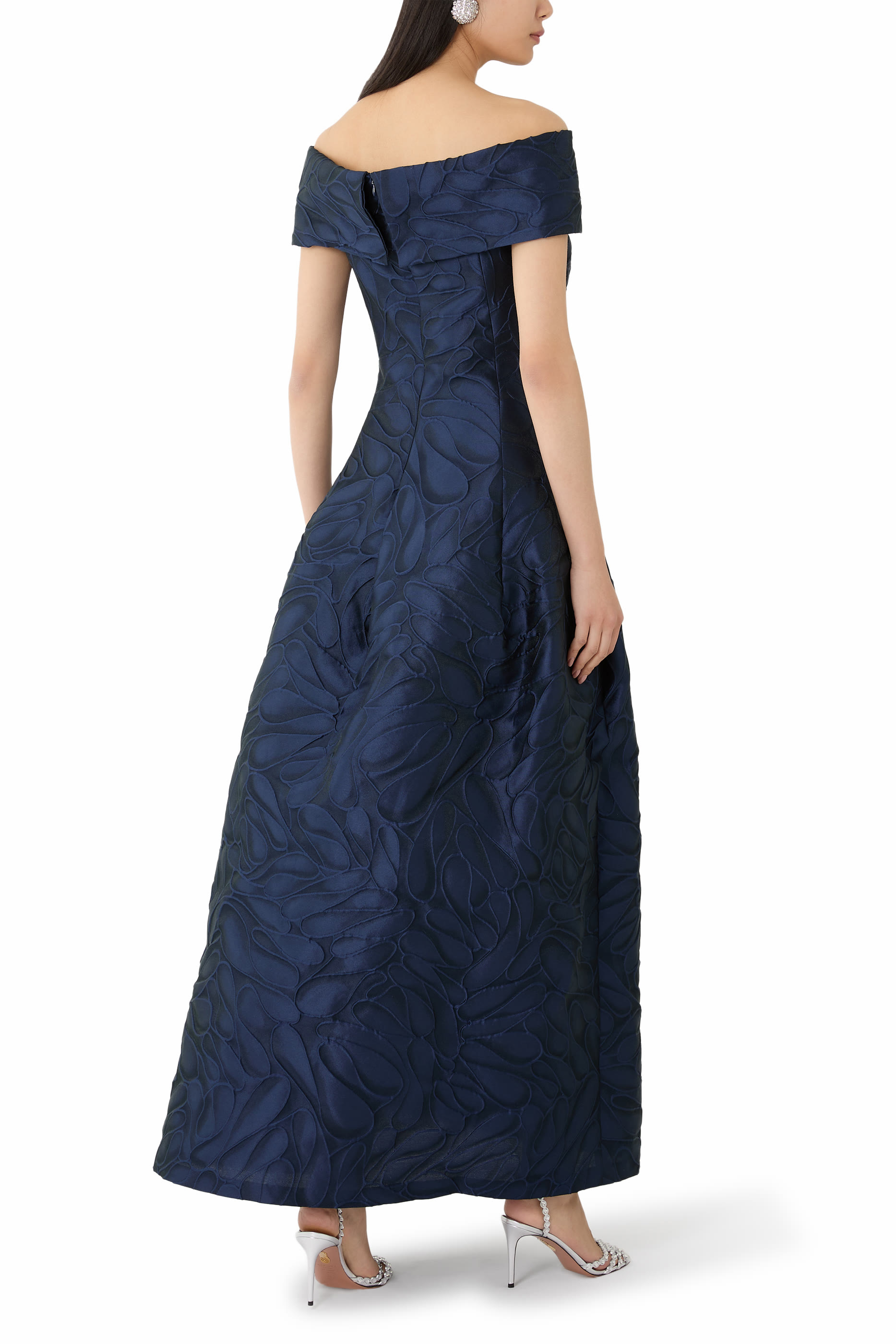 Honeydrop Jacquard Off Shoulder Gown 