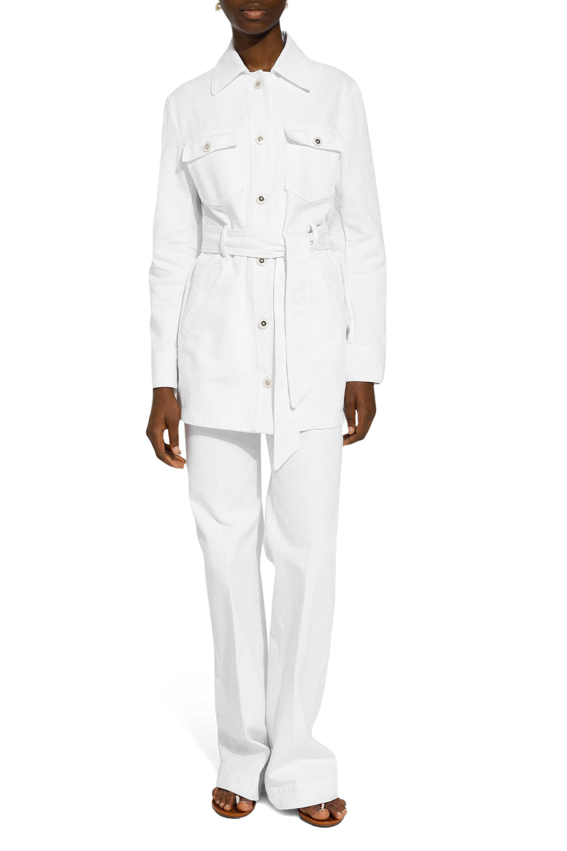 جاكيت طويل بحزام دنيم