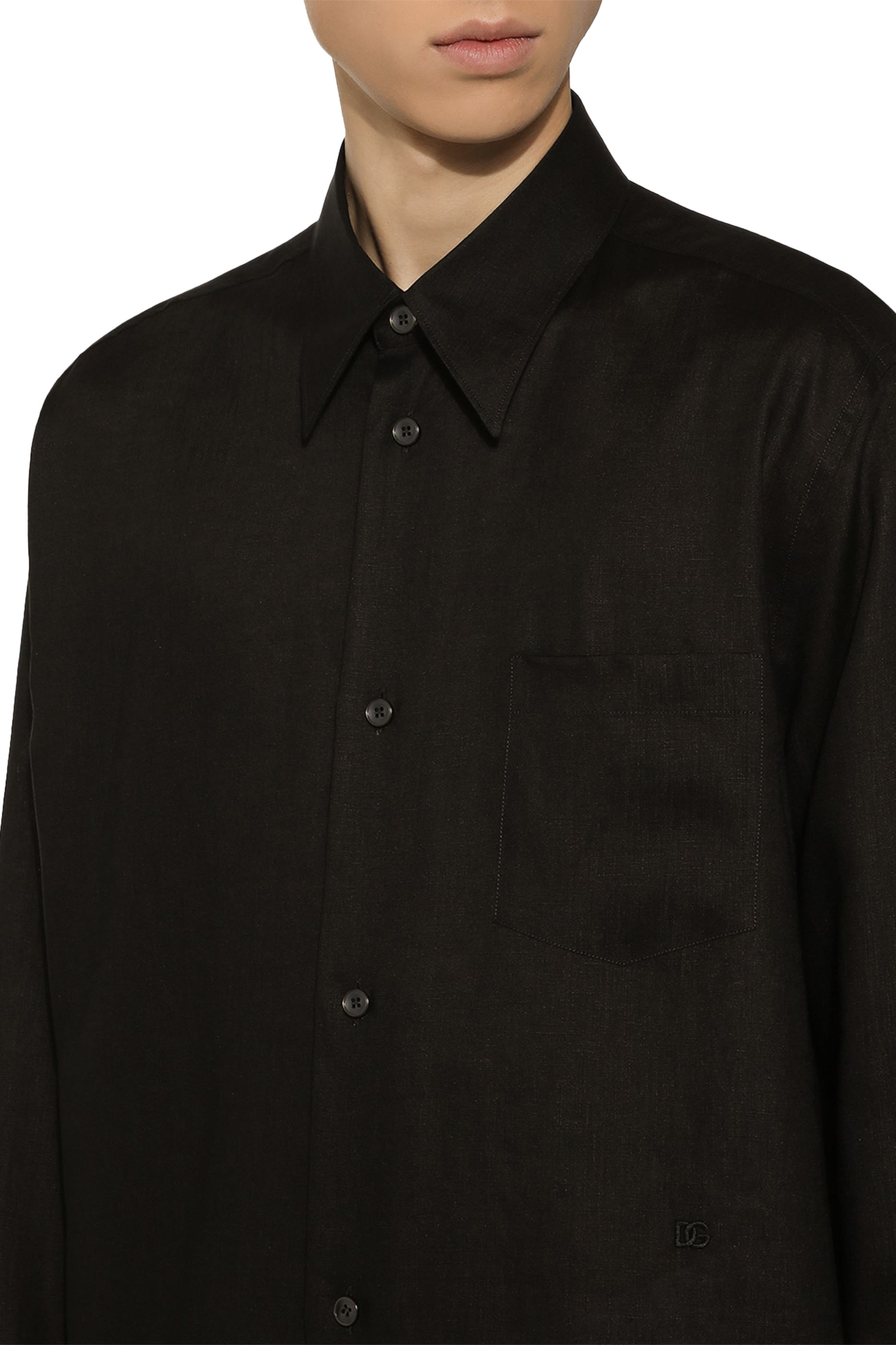 قميص مطرز بشعار الماركة كتان