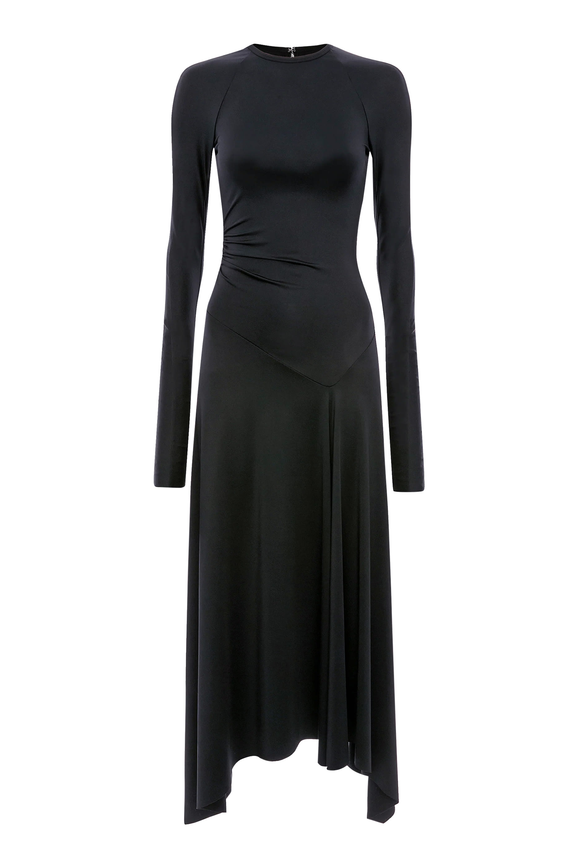 فستان متوسط الطول بتصميم غير متماثل