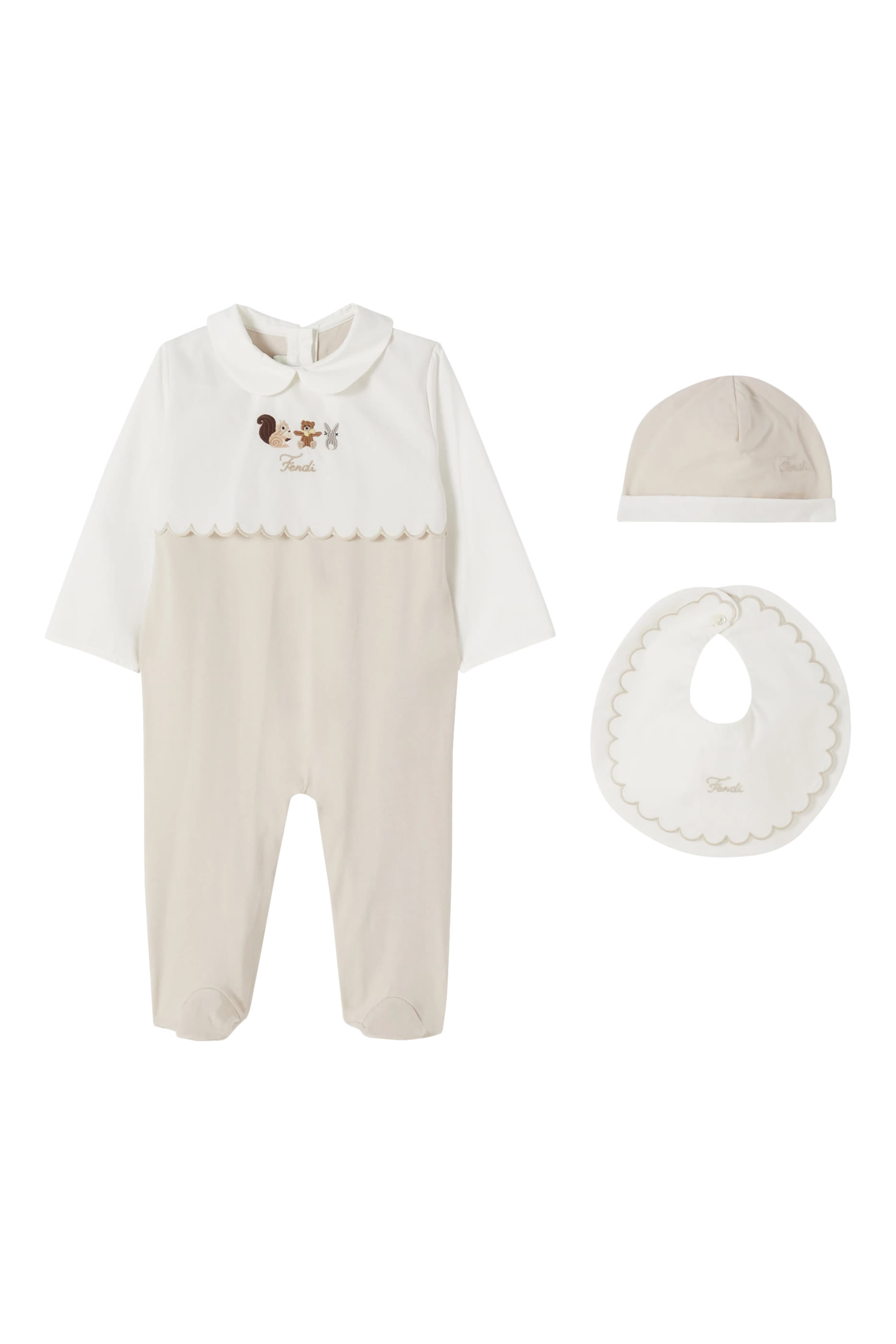  طقم بودي سوت، مريلة، وقبعة قطن للأطفال