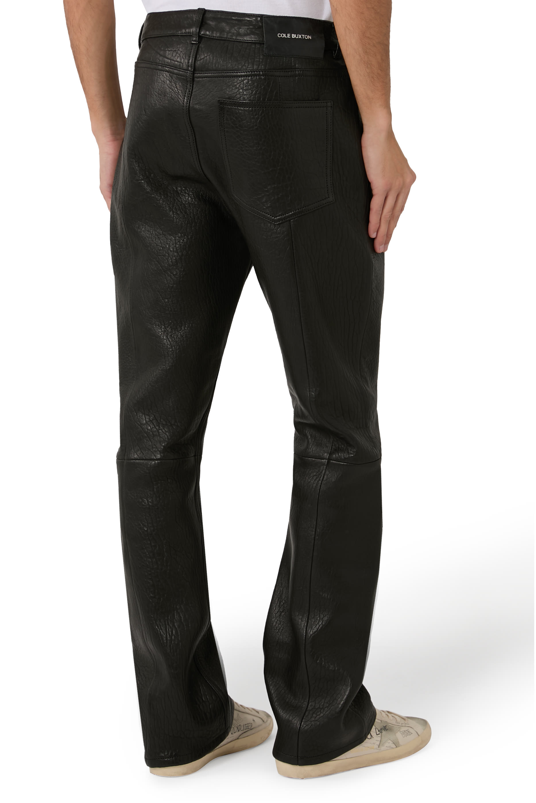 بنطال جينز جلد حمل بلمسة مجعدة