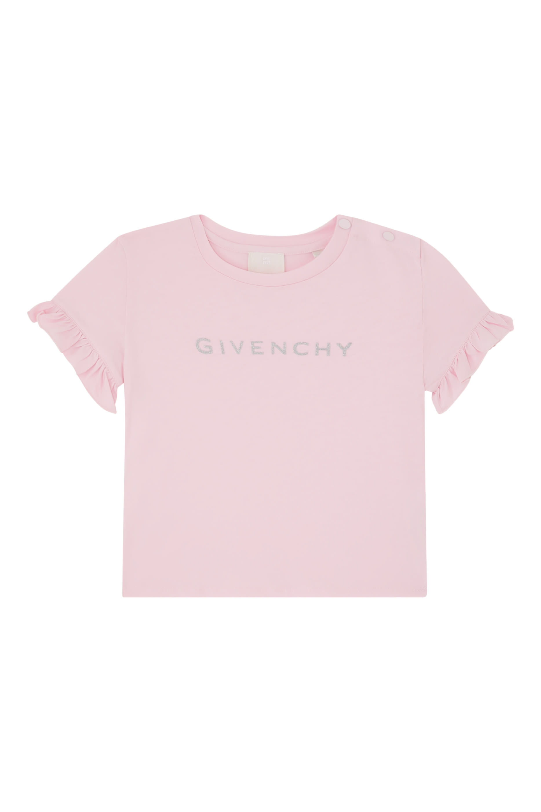 تيشيرت بأكمام مزينة بكشكش قطن للأطفال