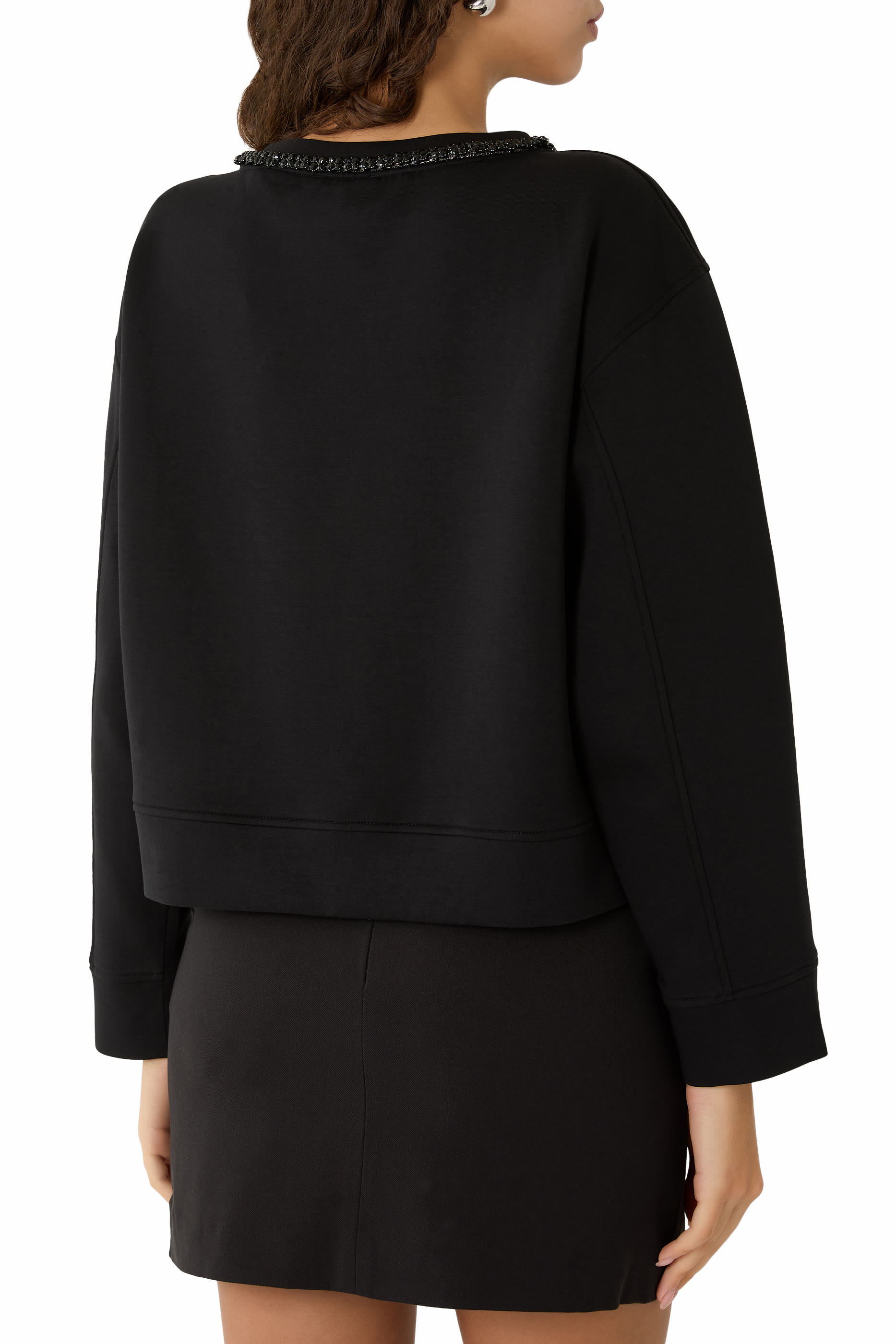  ASV Double-Jersey Crew-Neck Sweatshirt with Rhinestone Detail