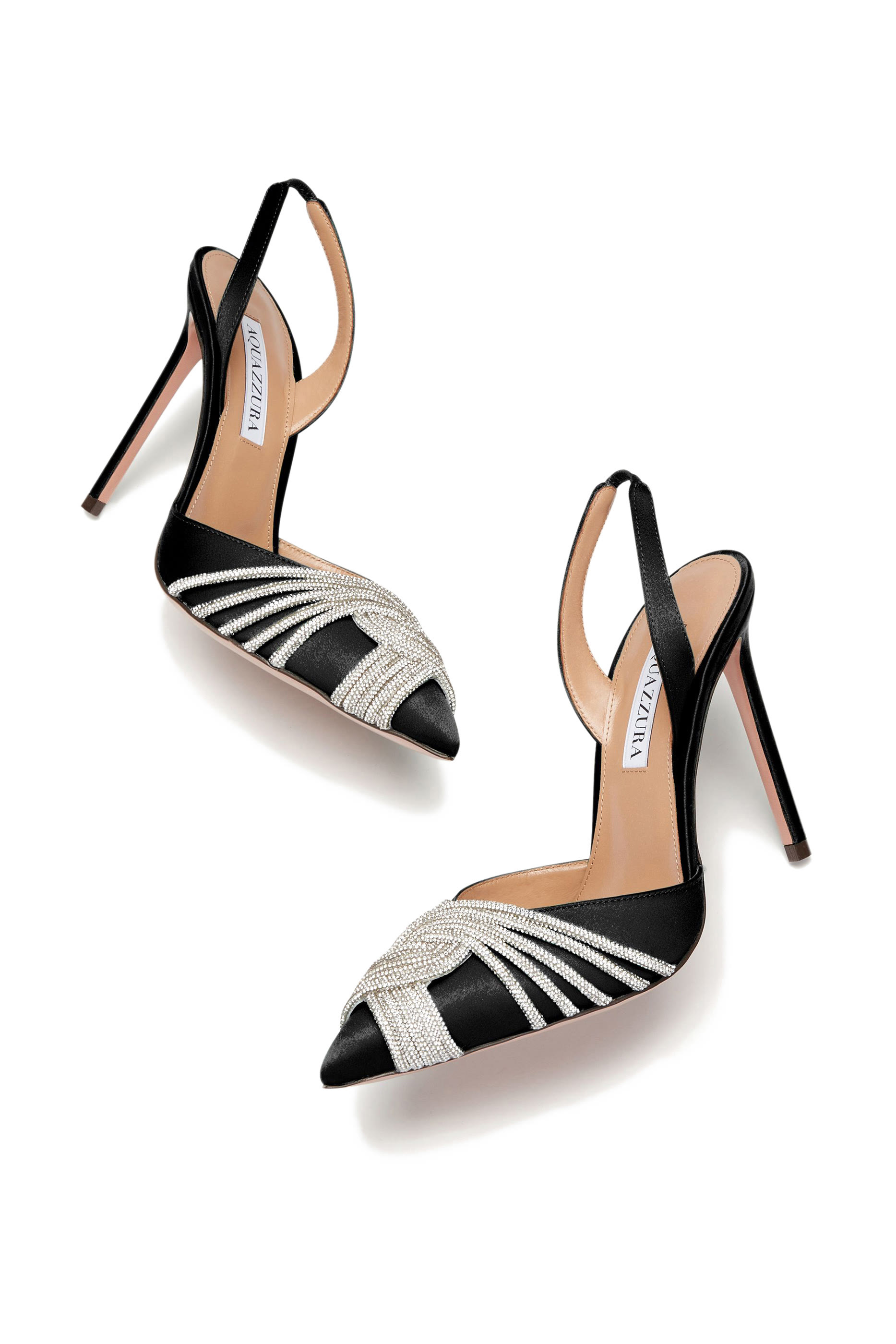 حذاء كلاسيك جاتسبي 105 ستان مرصع بالكريستال بسير خلفي