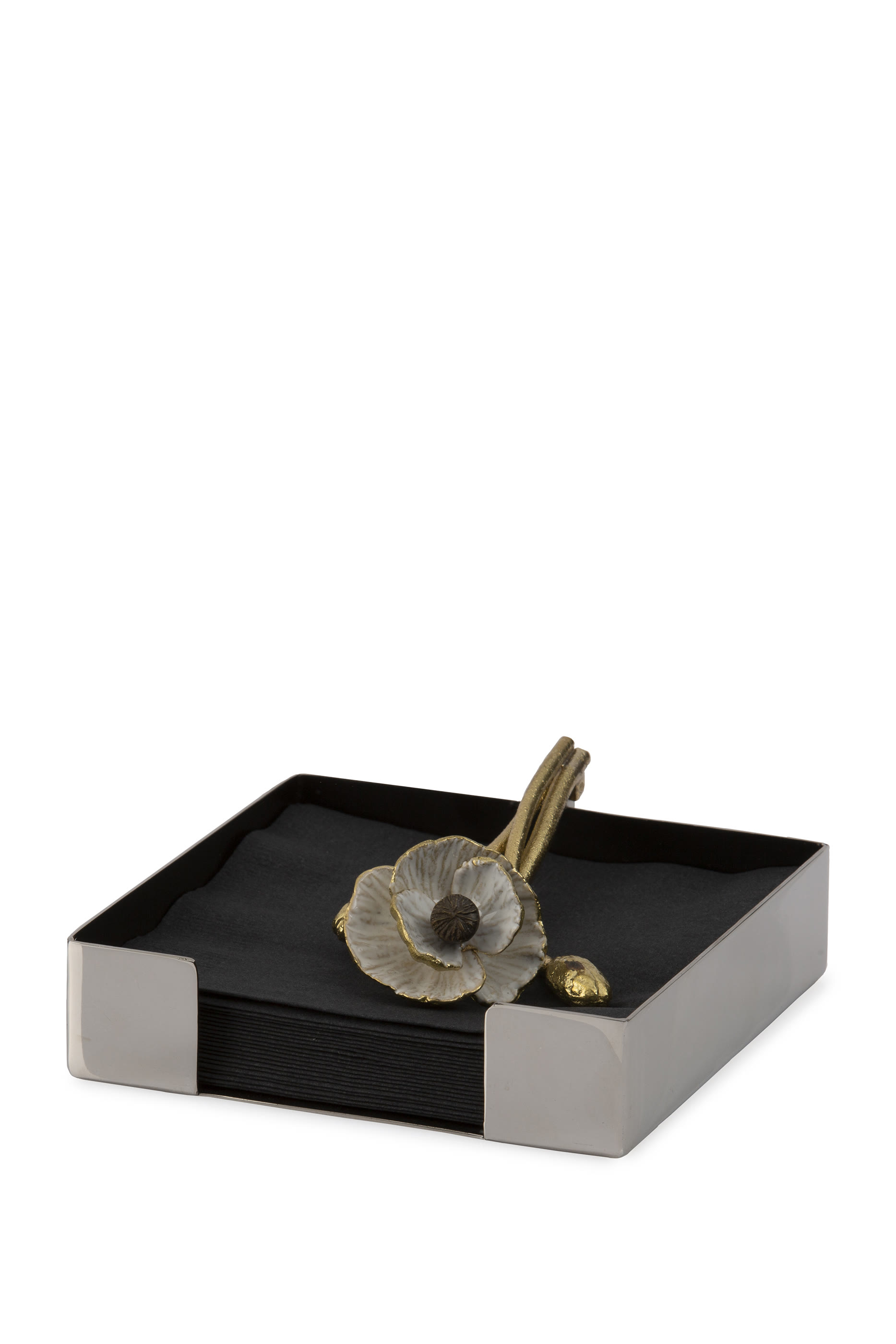 حامل مناديل كوكتيل مزين بزهور شقائق النعمان