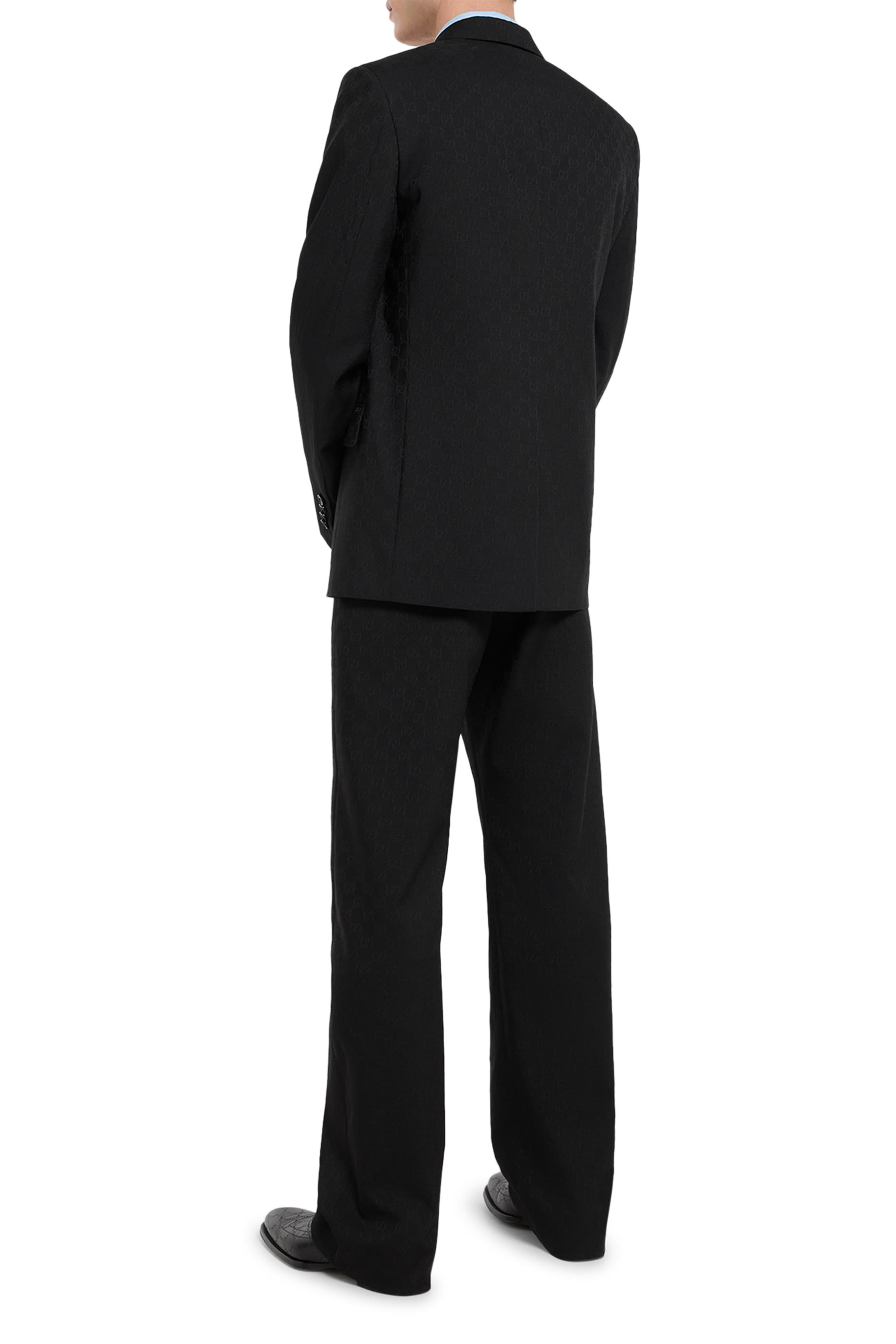 بنطال بنقشة حرفي شعار الماركة صوف