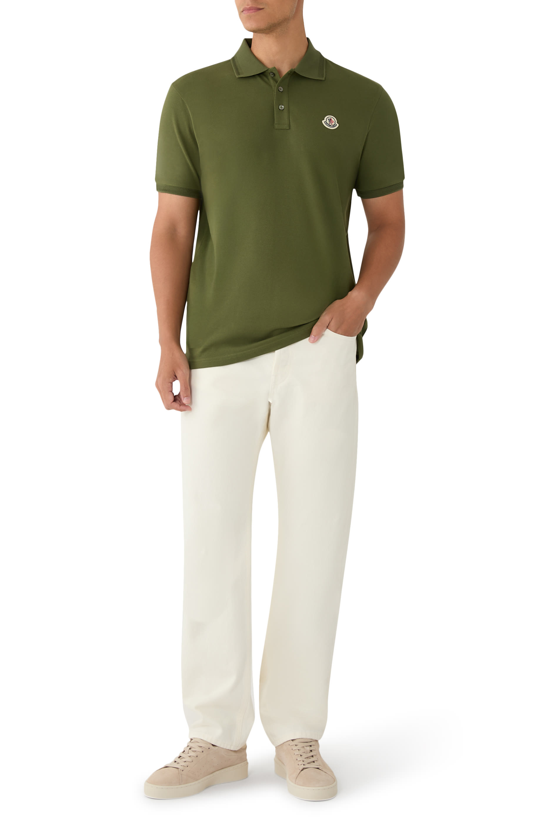 قميص بولو برقعة شعار الماركة قطن