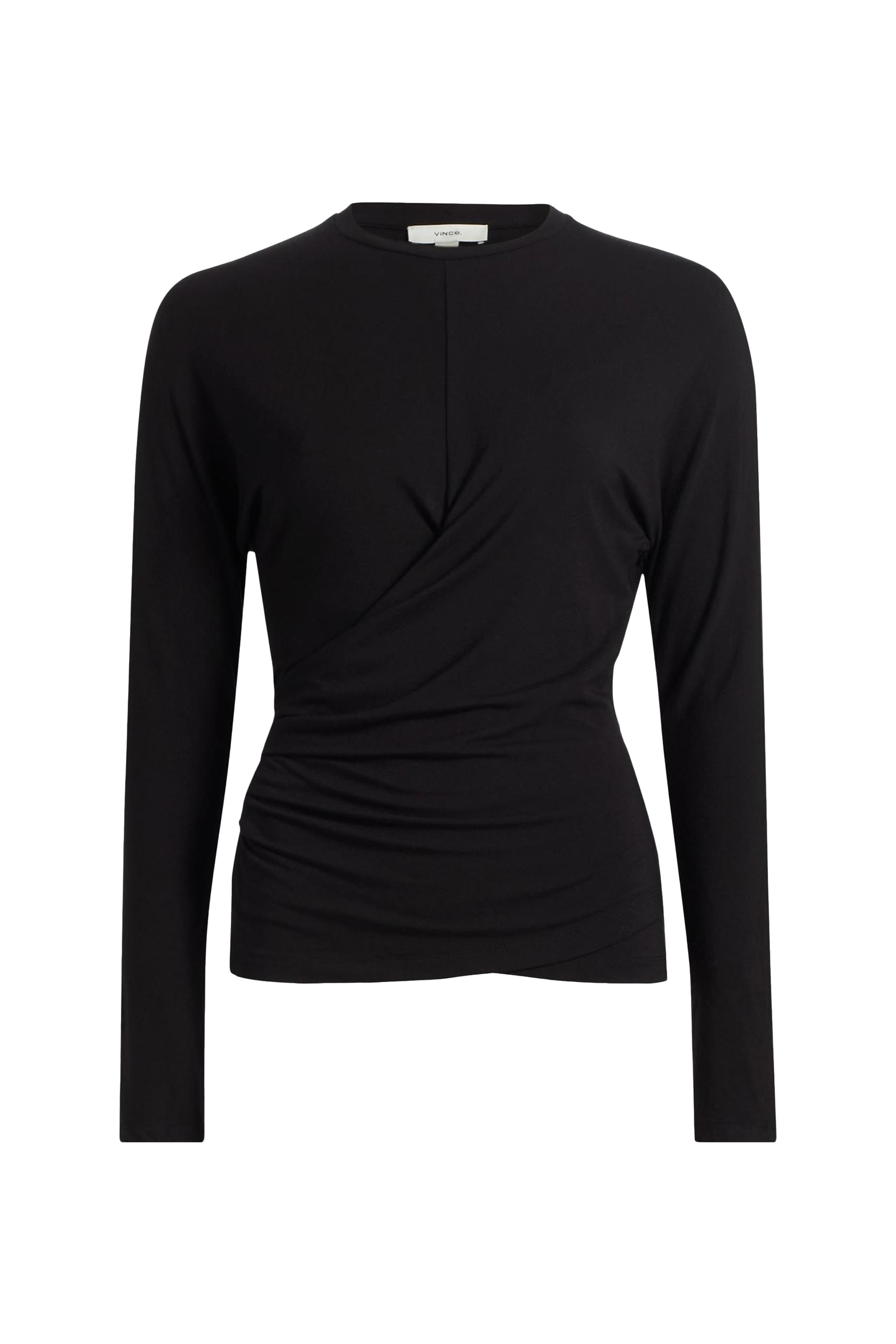 تيشيرت بأكمام طويلة وتفاصيل درابيه مثبتة