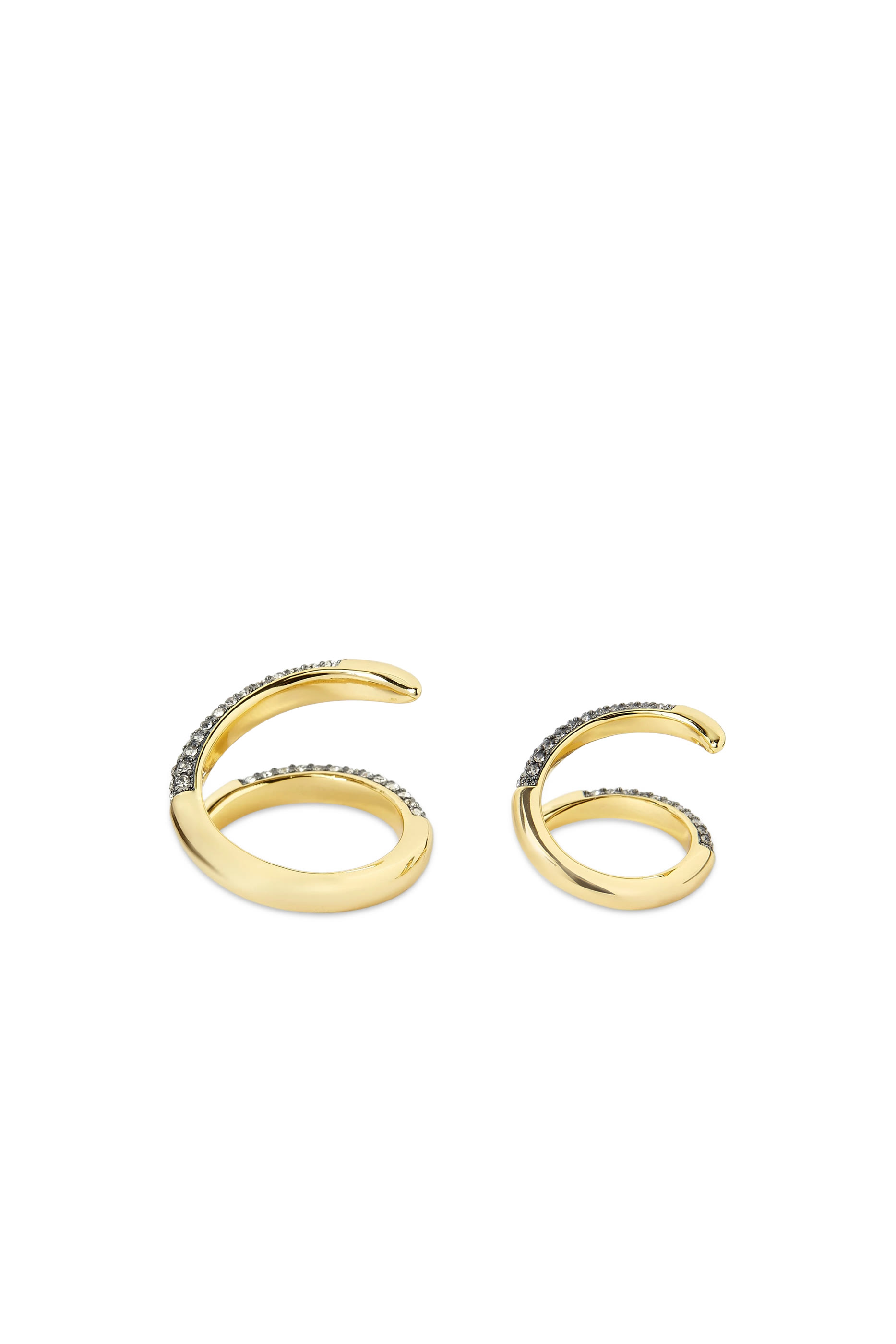 طقم خواتم فيسي مرصعة بكريستال نحاس مطلي بذهب عيار 12، قطعتان 