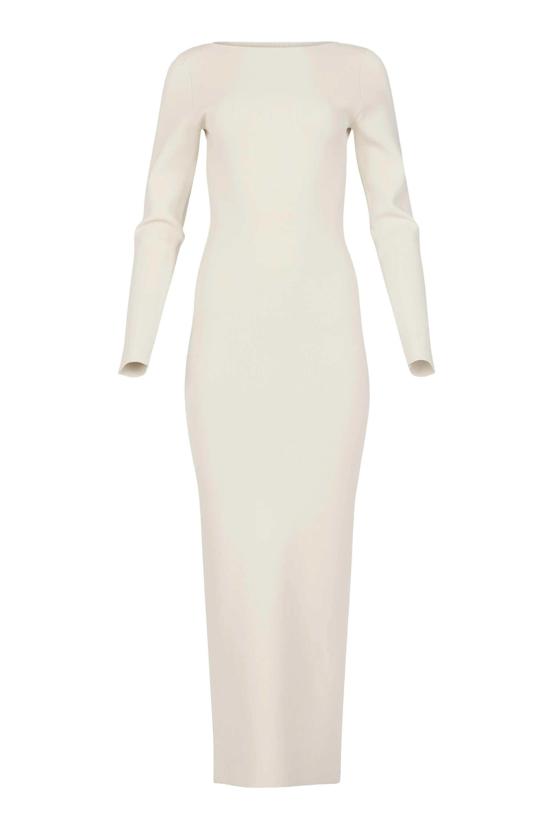 فستان متوسط الطول بياقة قارب