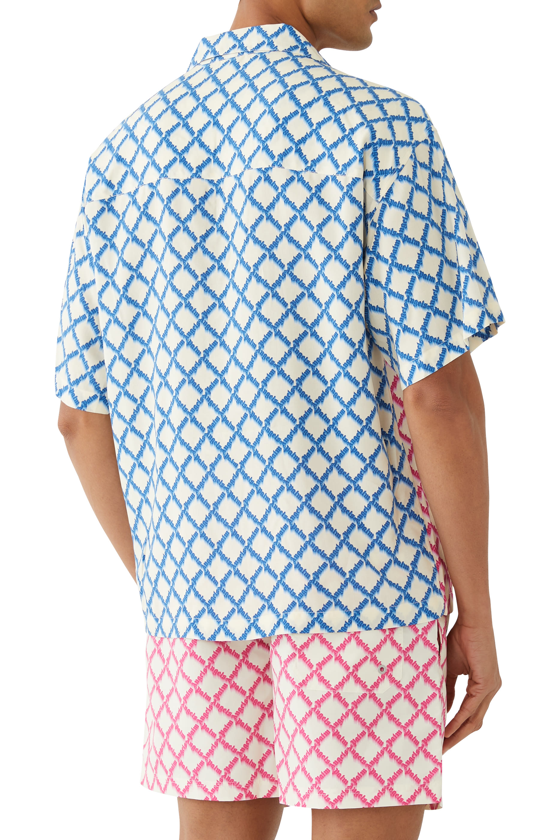 قميص بولينج بشعار الماركة قماش شبكي