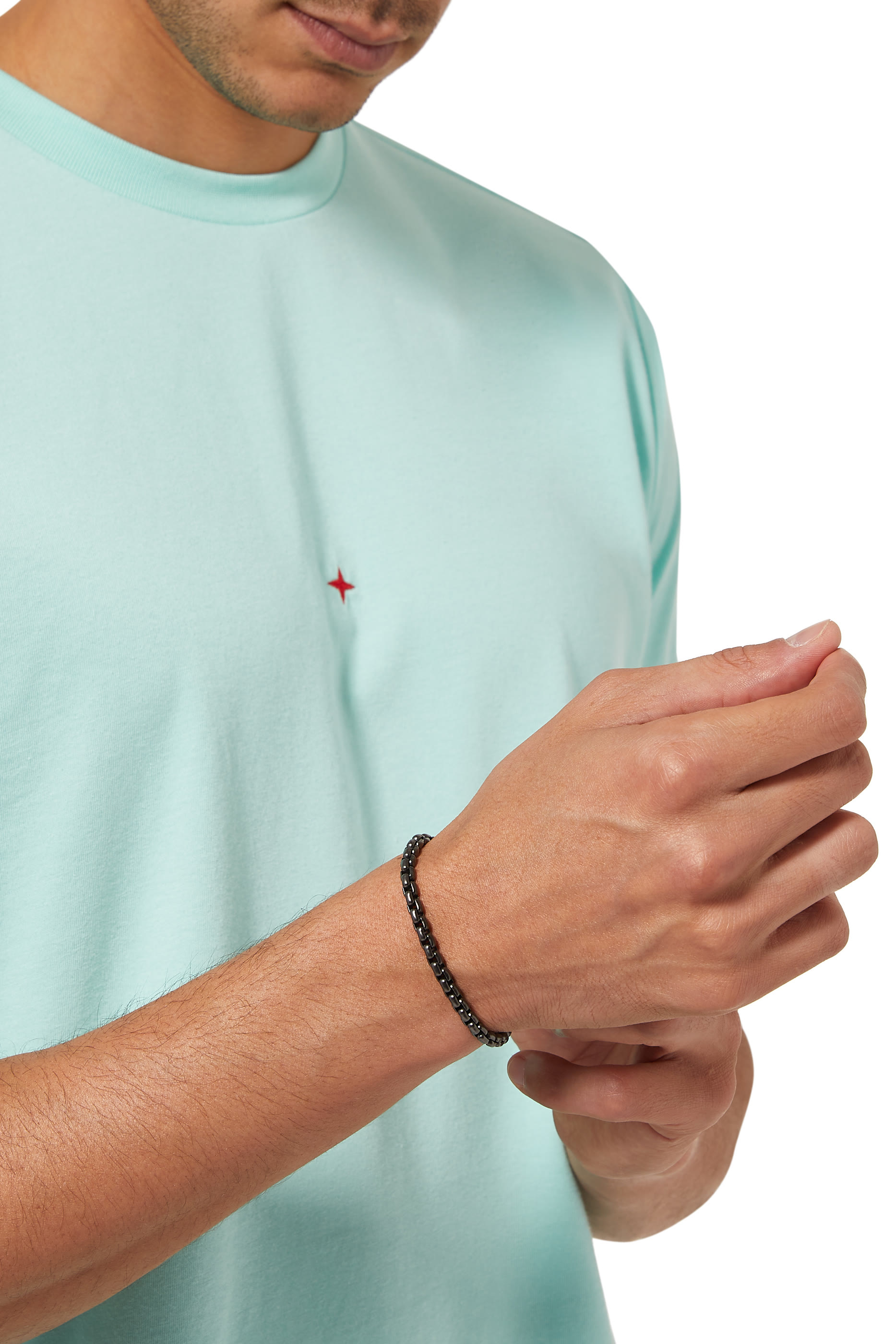 سوار بتصميم سلسلة ستانلس ستيل بحلقات مكعبة