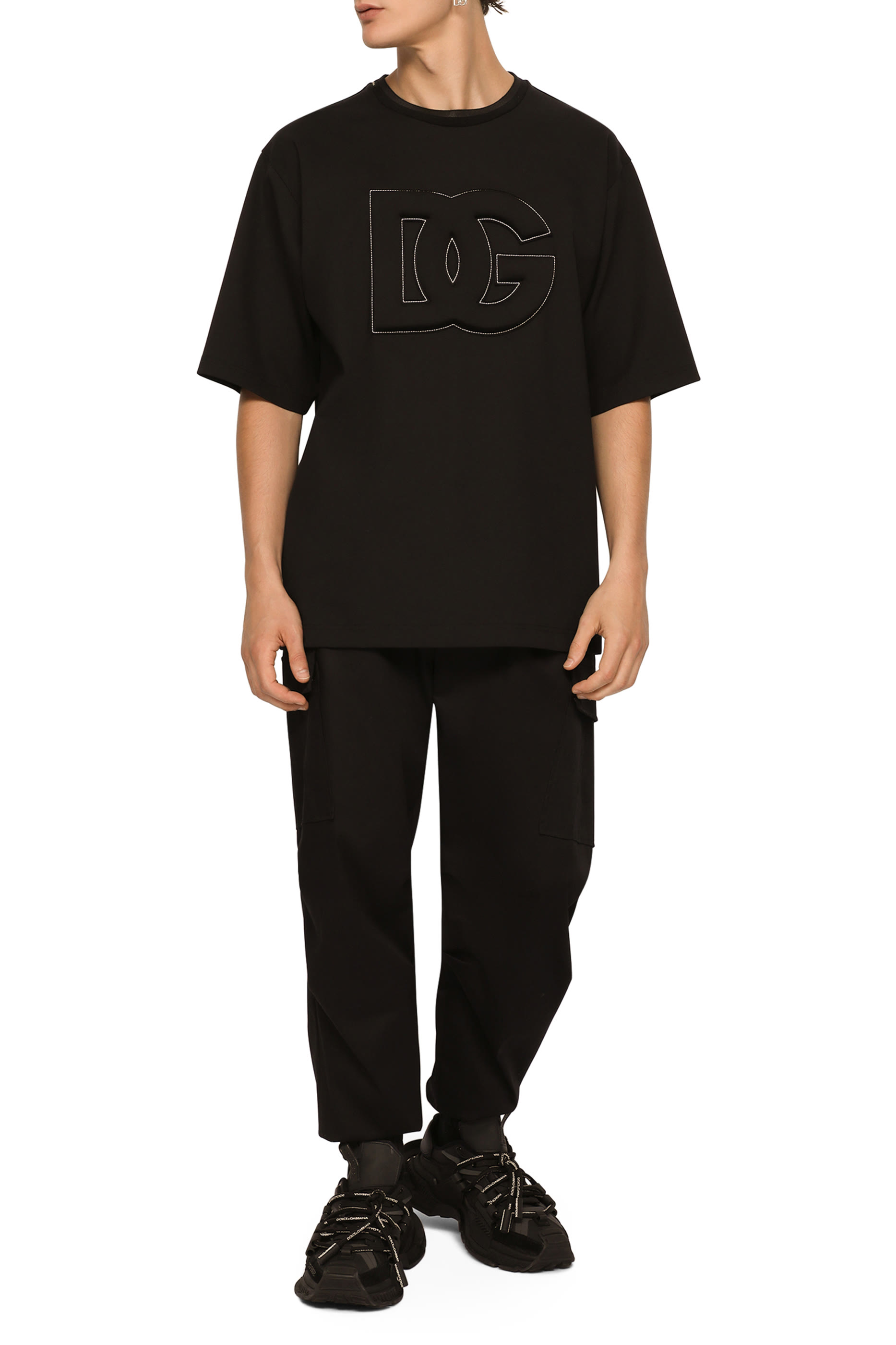 بنطال كارغو بشارة بشعار الماركة قطن