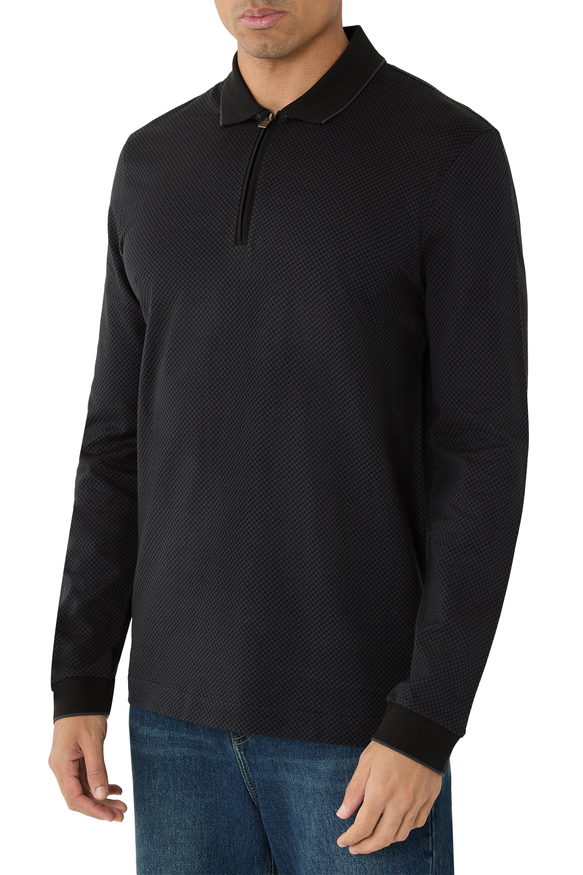 قميص بولو بلونين قطن معالج بتقنية المرسرة