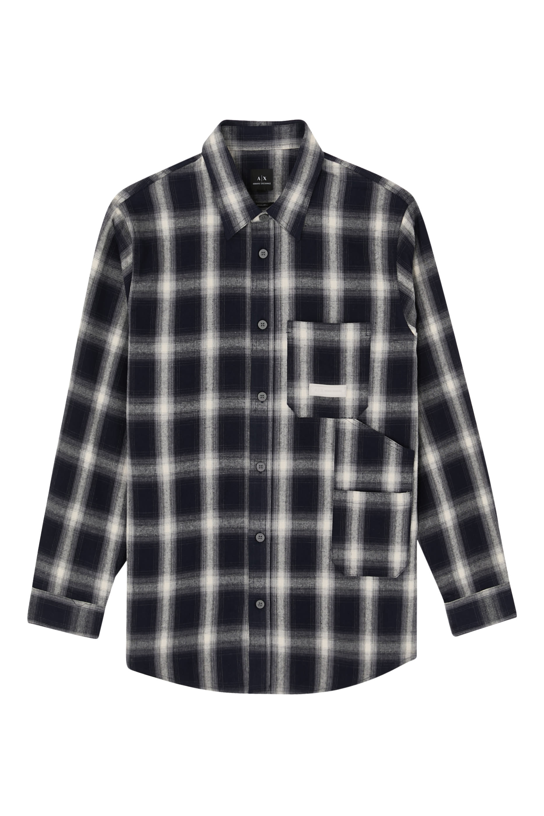 قميص بنقشة مربعات وقصة عادية 