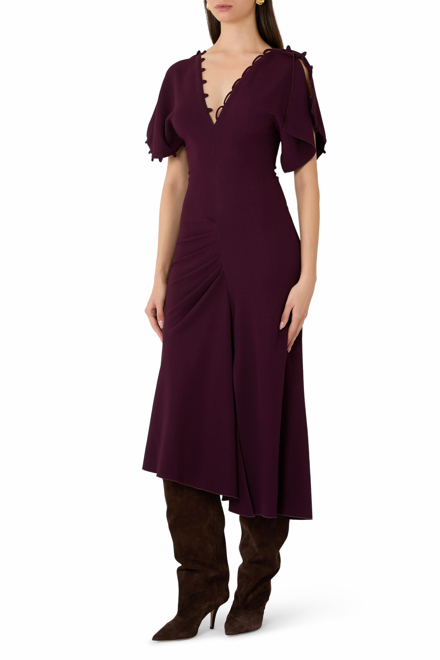 Short Sleeve Rouleaux Detail Dress 