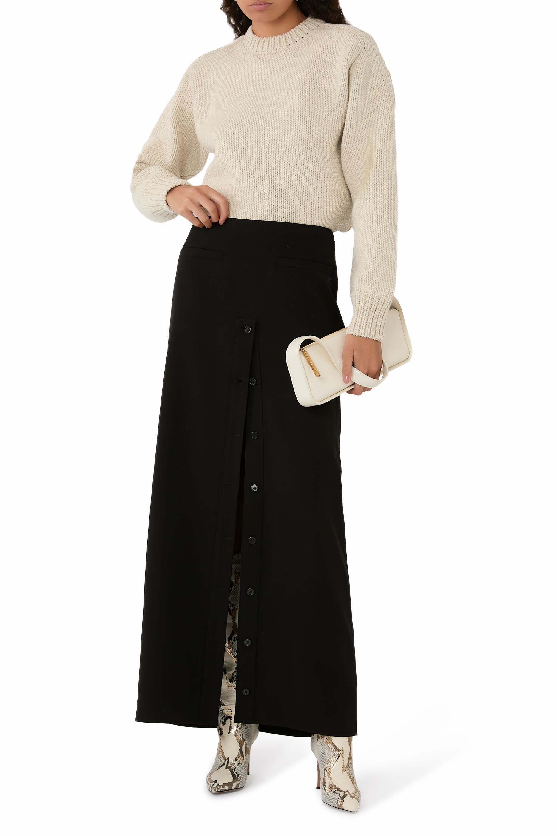 سترة منسوجة صوف وكشمير بحياكة سميكة