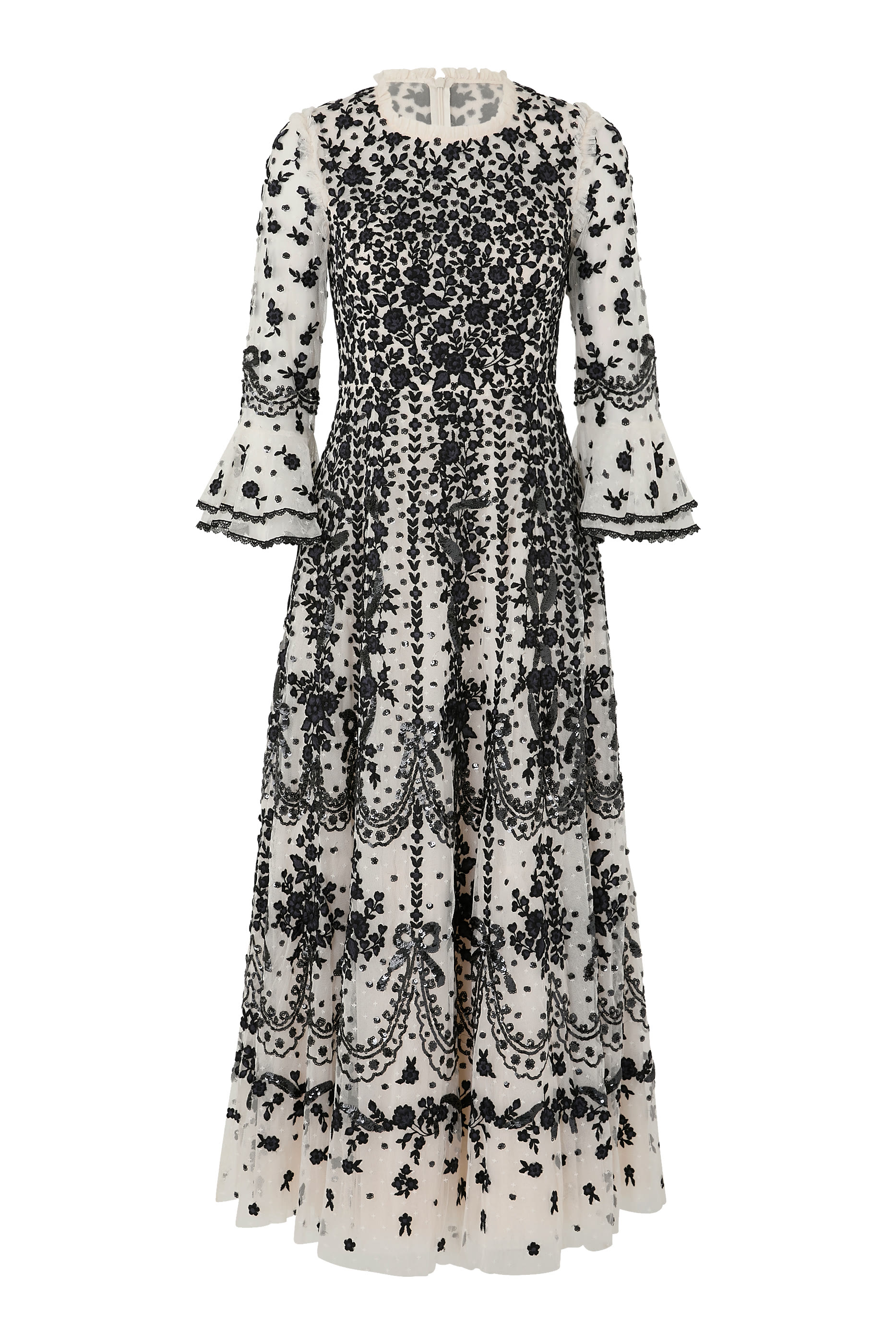 فستان سهرة أديلين بطول الكاحل وبياقة مستديرة null