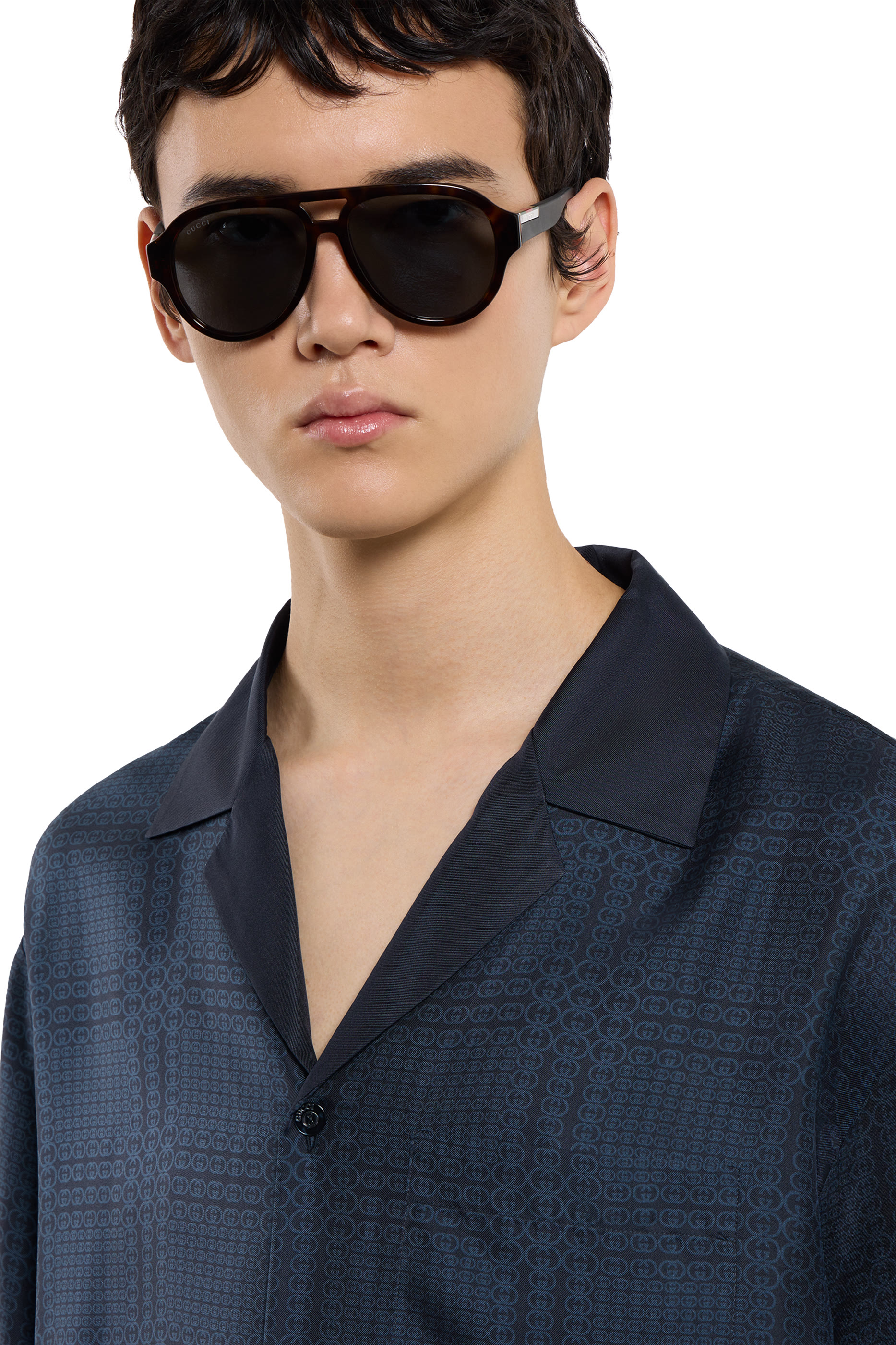 قميص بولينغ بطبعات حرير تويل