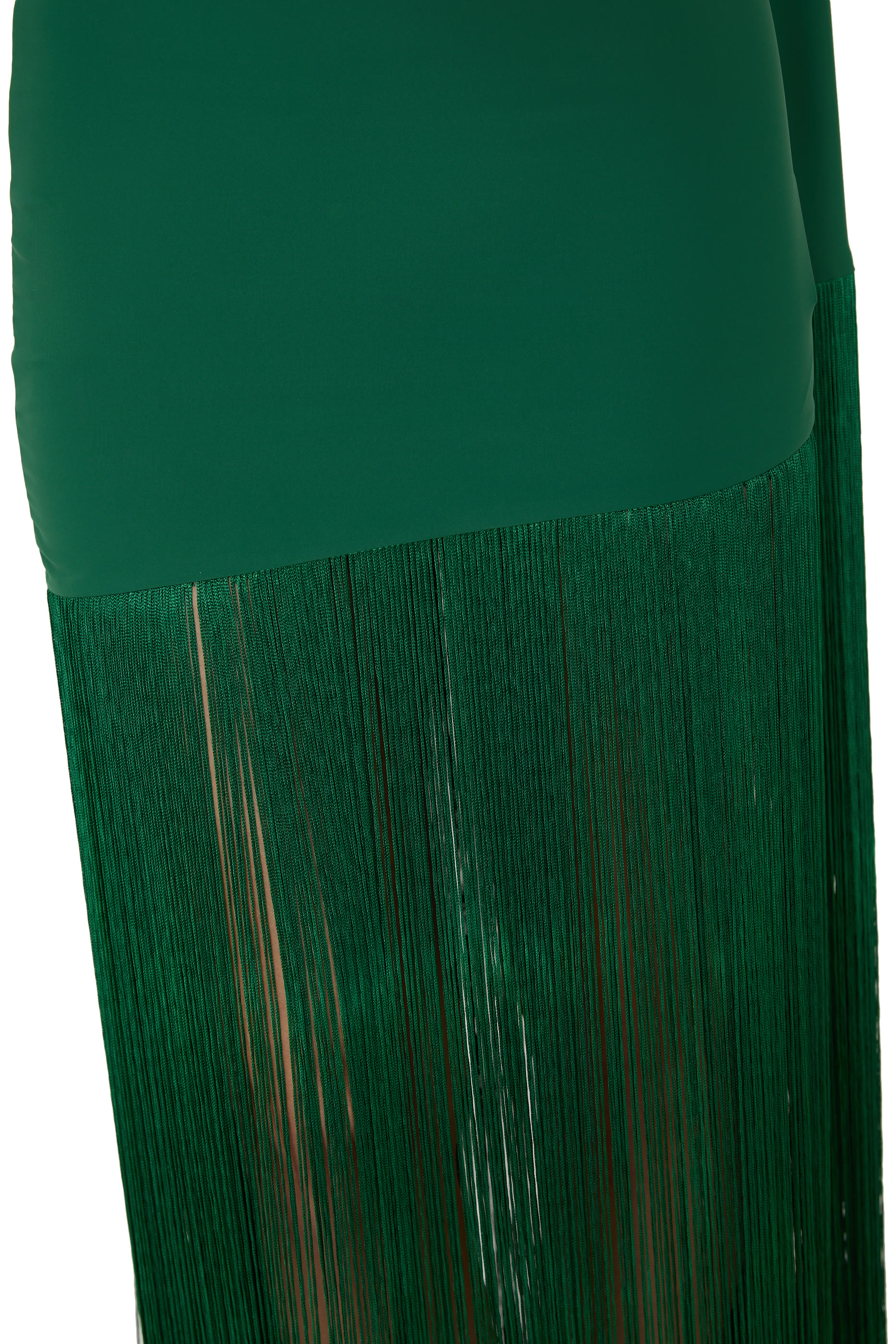 فستان صونيا بلا حمالات بوشاح مزين بشراشيب