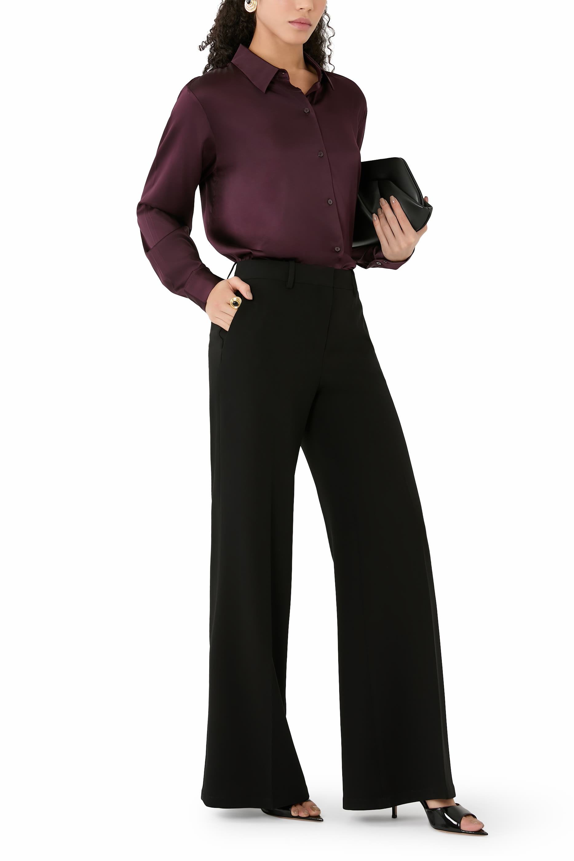 قميص شارموز بياقة كلاسيكية حرير مطاطي