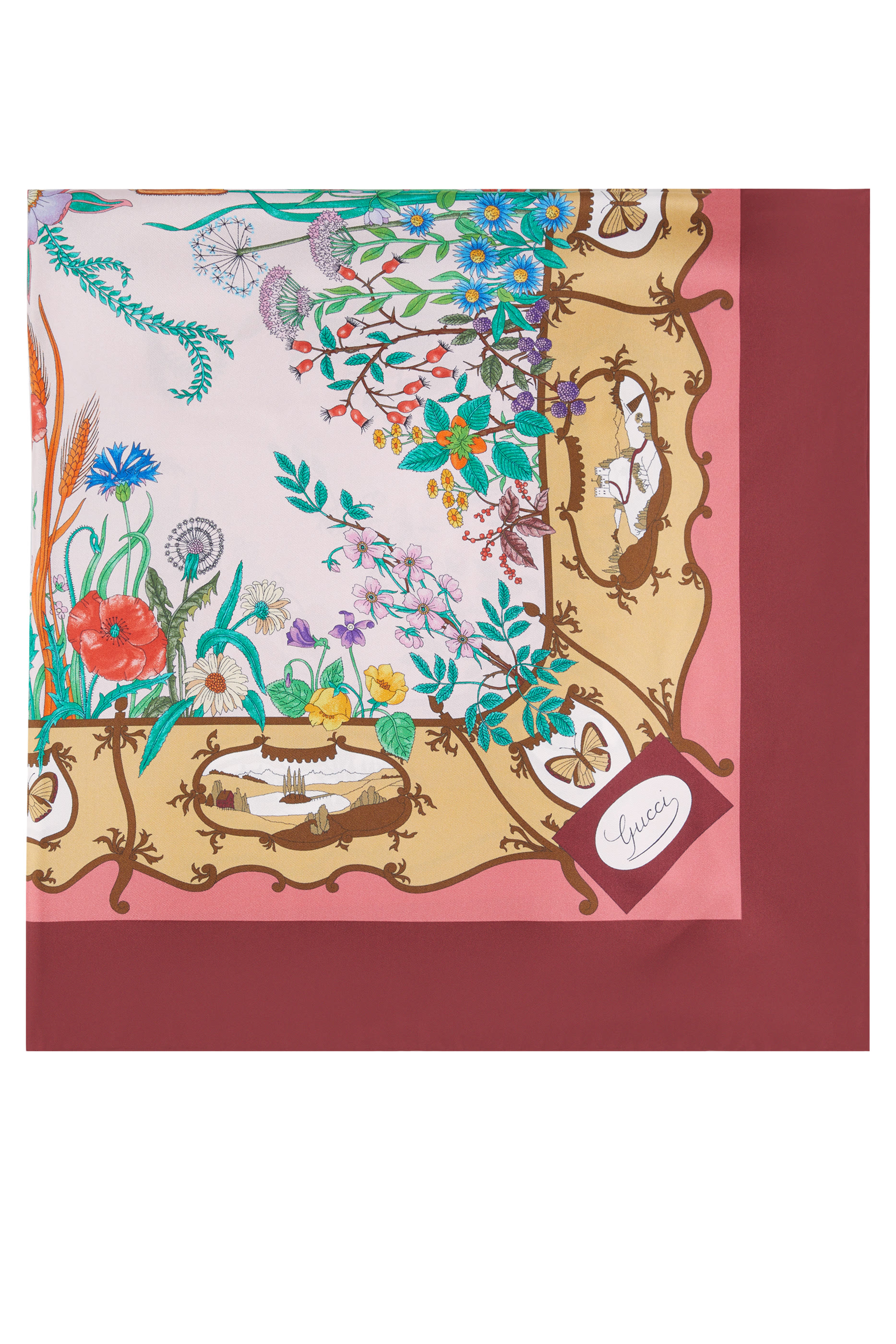 وشاح مربع بنقشة حرير تويل