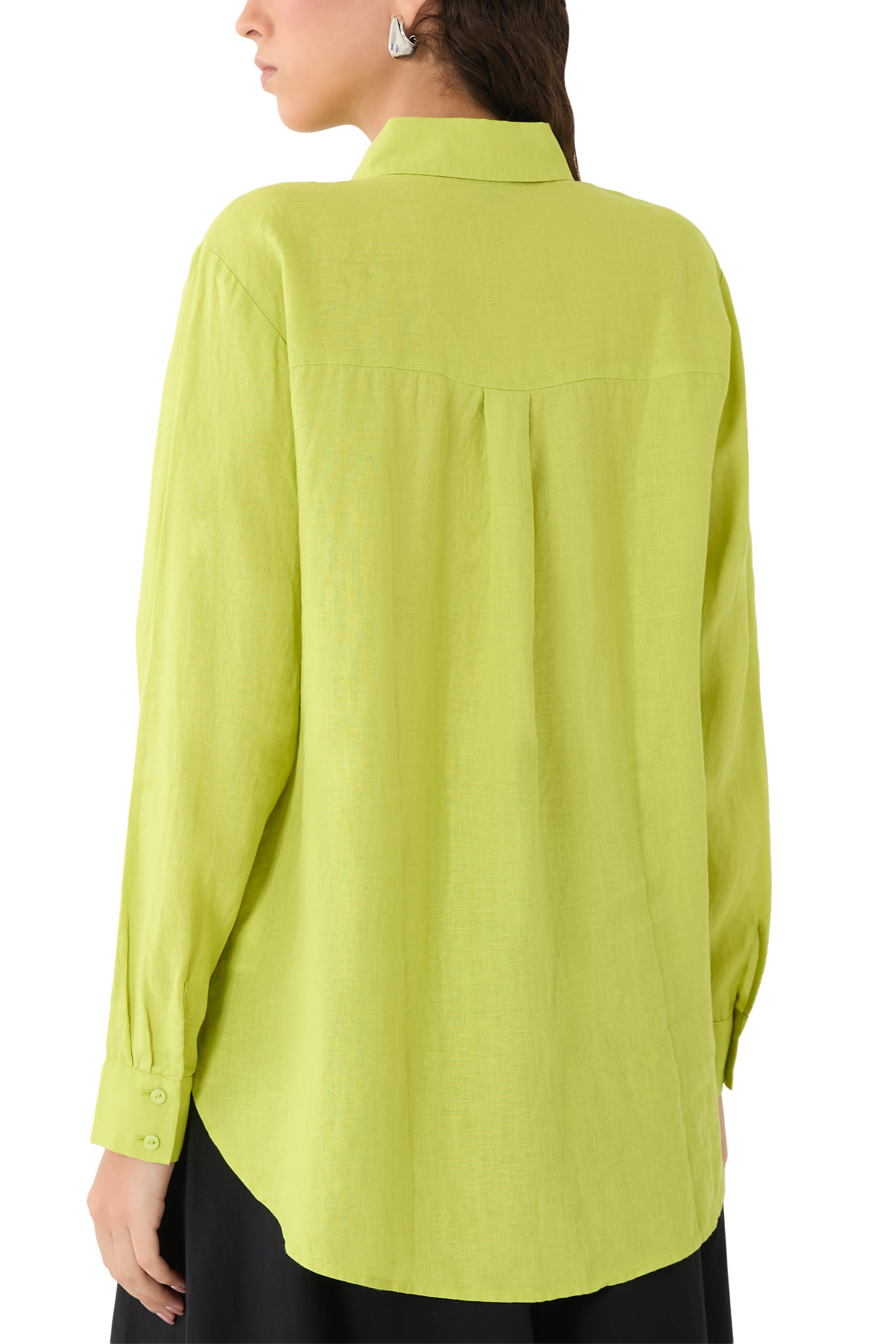 قميص بياقة كلاسسيكية كتان منديل عضوي