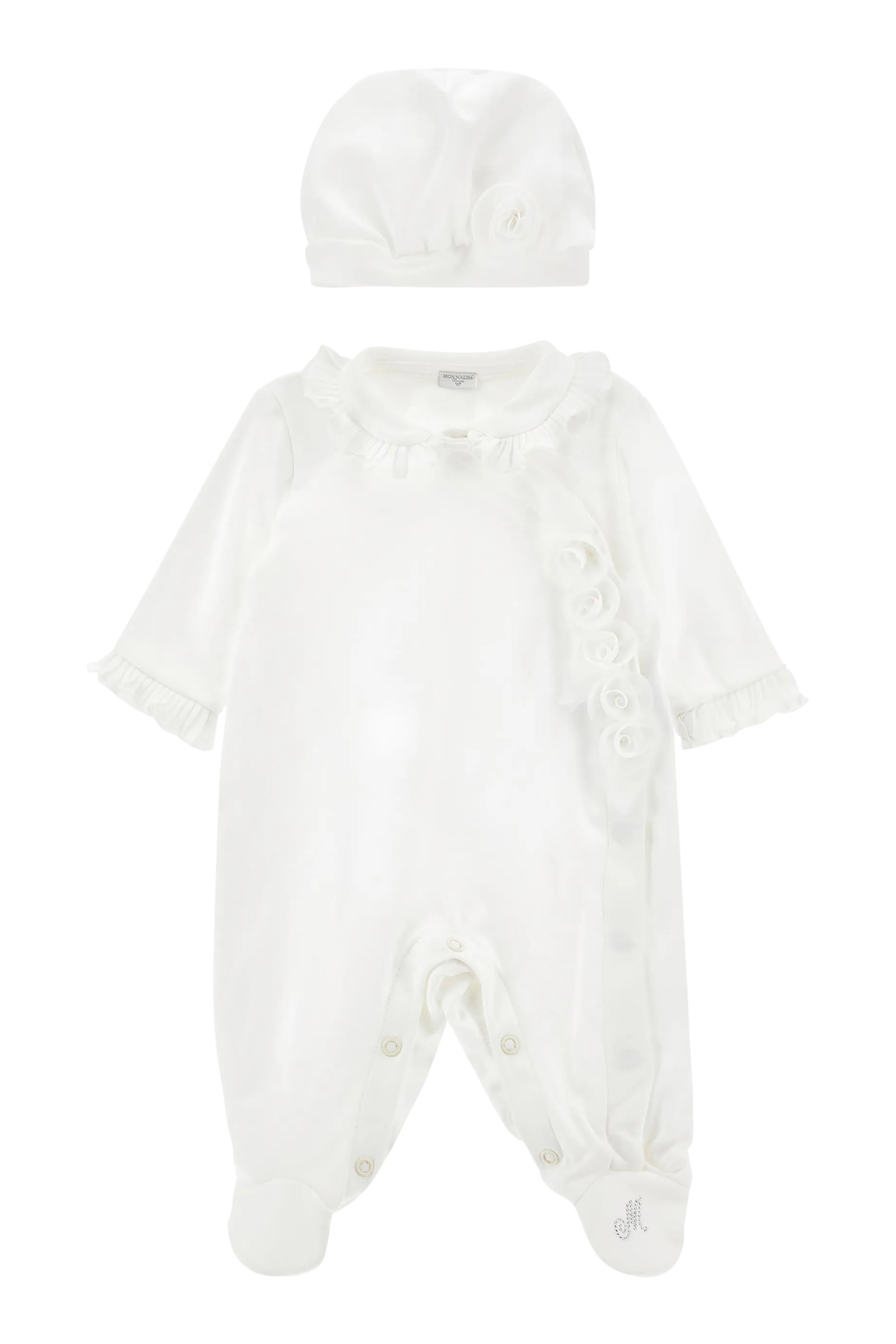 طقم جمبسوت بنقشة أزهار وقبعة للأطفال