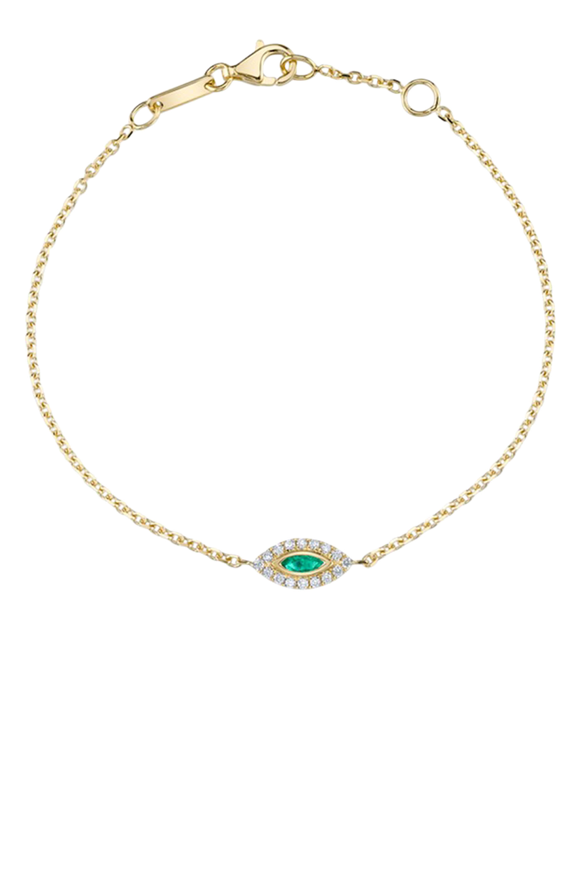  سوار سلسلة بحلية عين حسود مرصعة بماس وزمرد، ذهب أصفر عيار 18