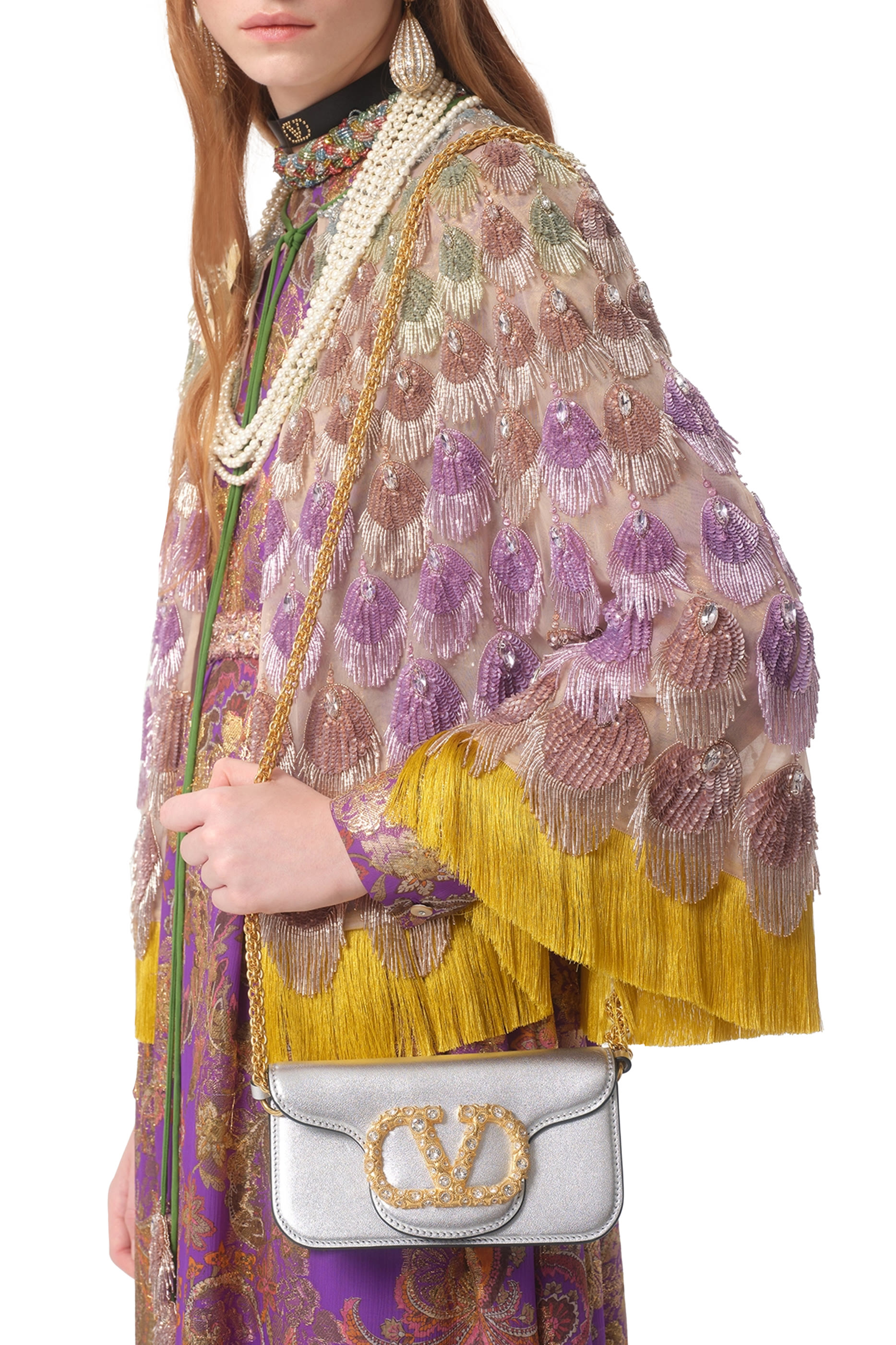 حقيبة كتف لوكو لامعة بشعار الماركة مزين بالأحجار