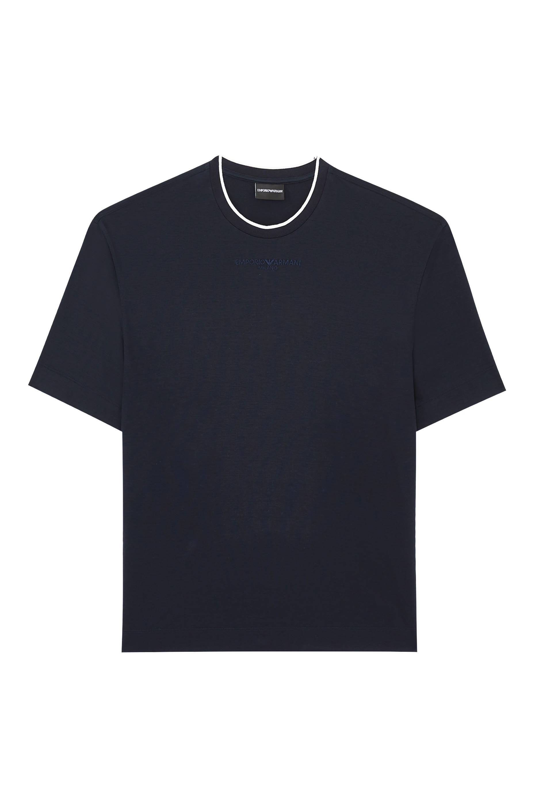 تيشيرت بياقة ضيقة بشعار الماركة