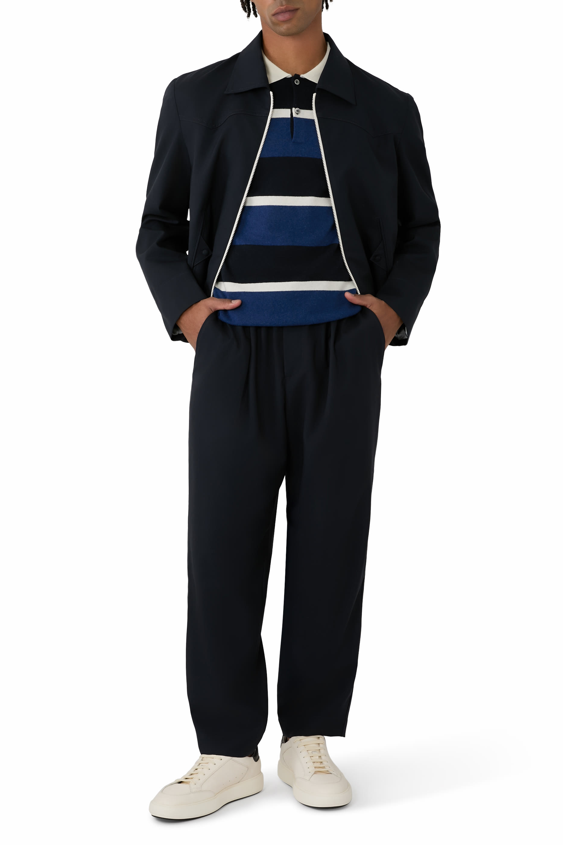 بنطال بخصر مطاطي برباط تضييق صوف تروبيكال