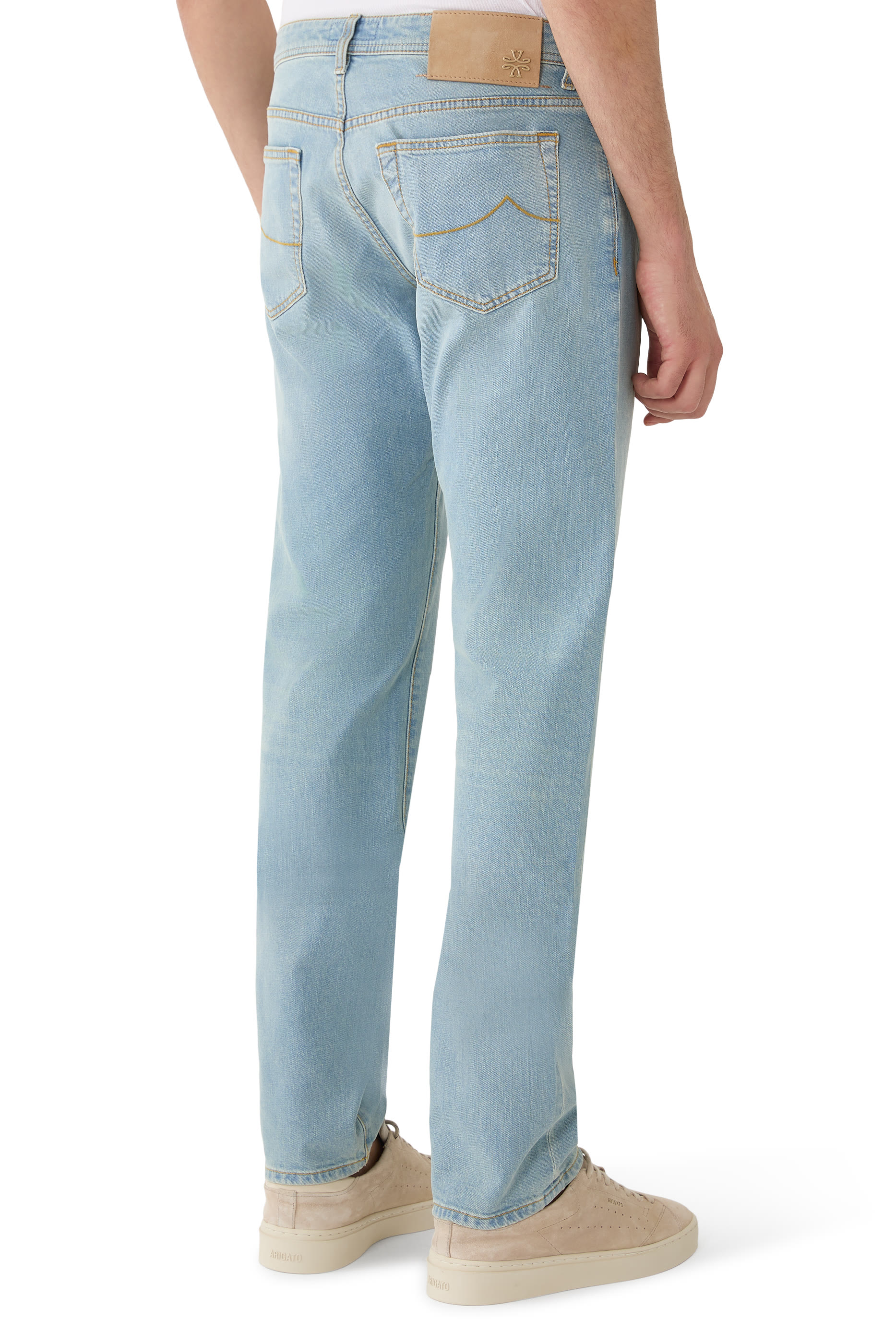 بنطال جينز بارد بقصة ضيقة عادية وخمسة جيوب