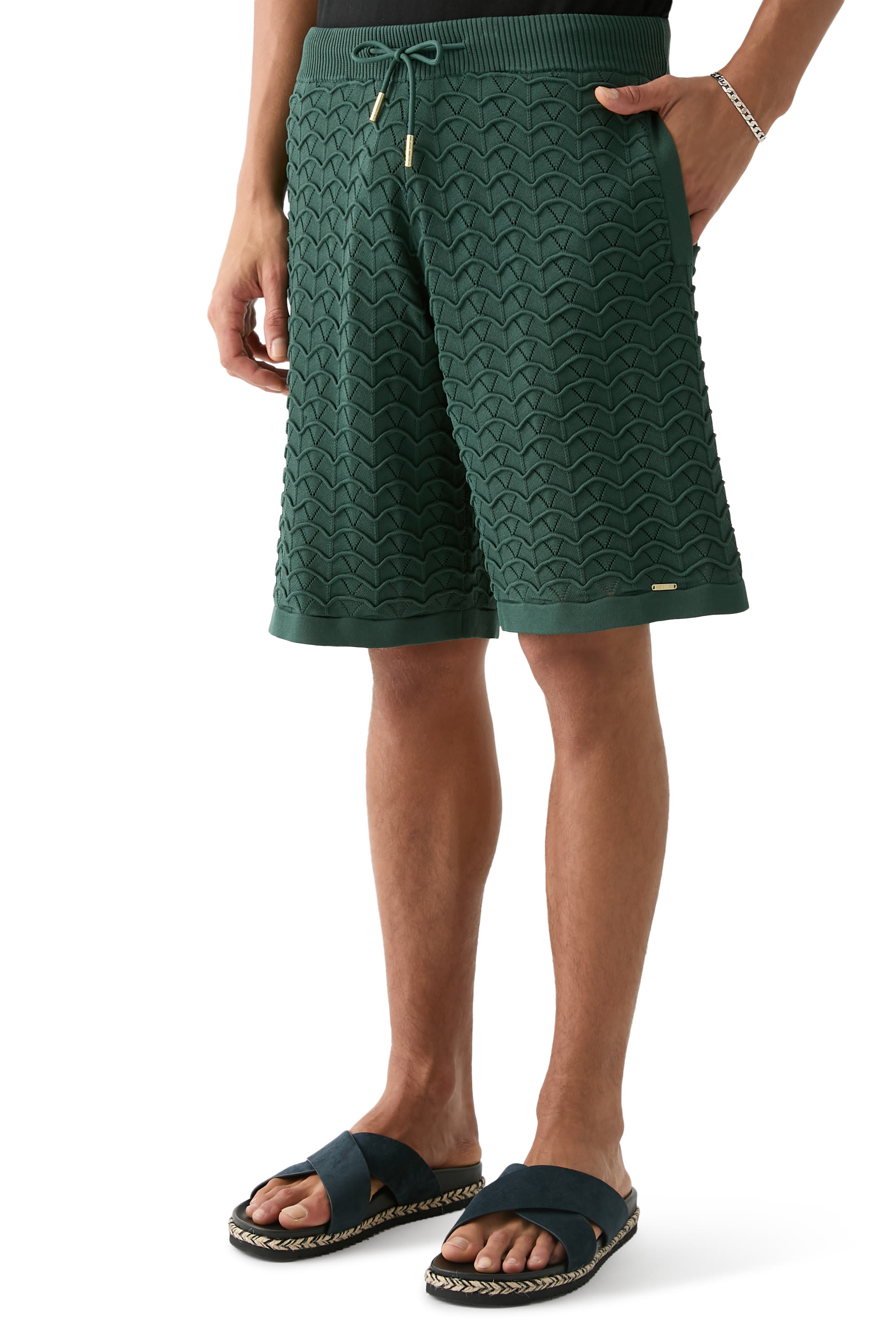 شورت نسيج رايون بارز الملمس