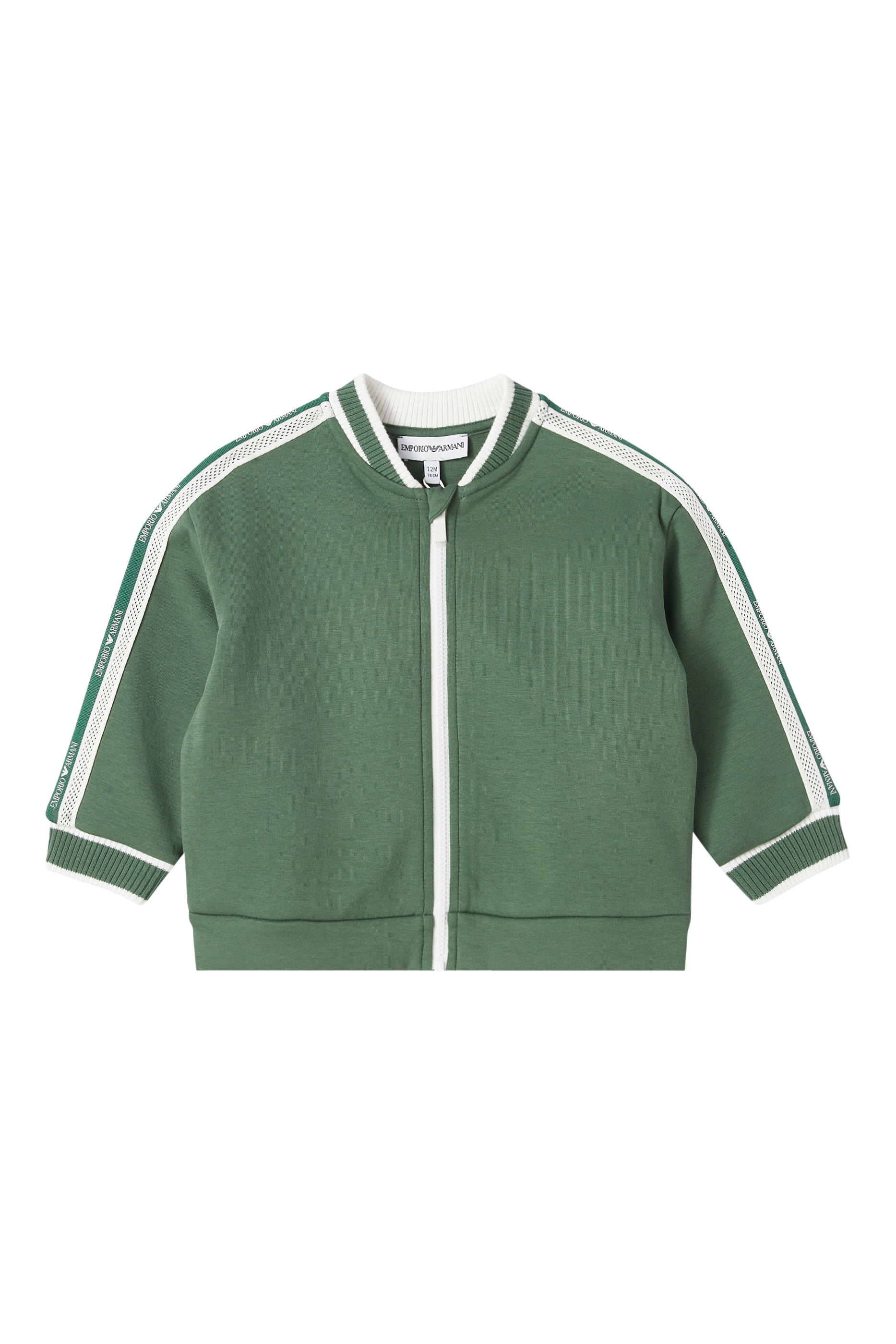 سويت شيرت بشريط بشعار الماركة وسحّاب للأطفال