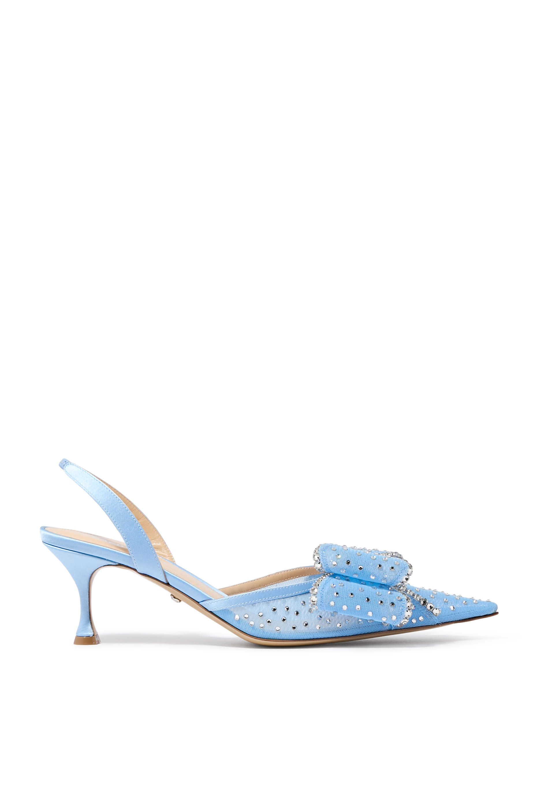 صندل لو كادو 65 بسير خلفي وكعب منخفض قماش شبكي بكريستال