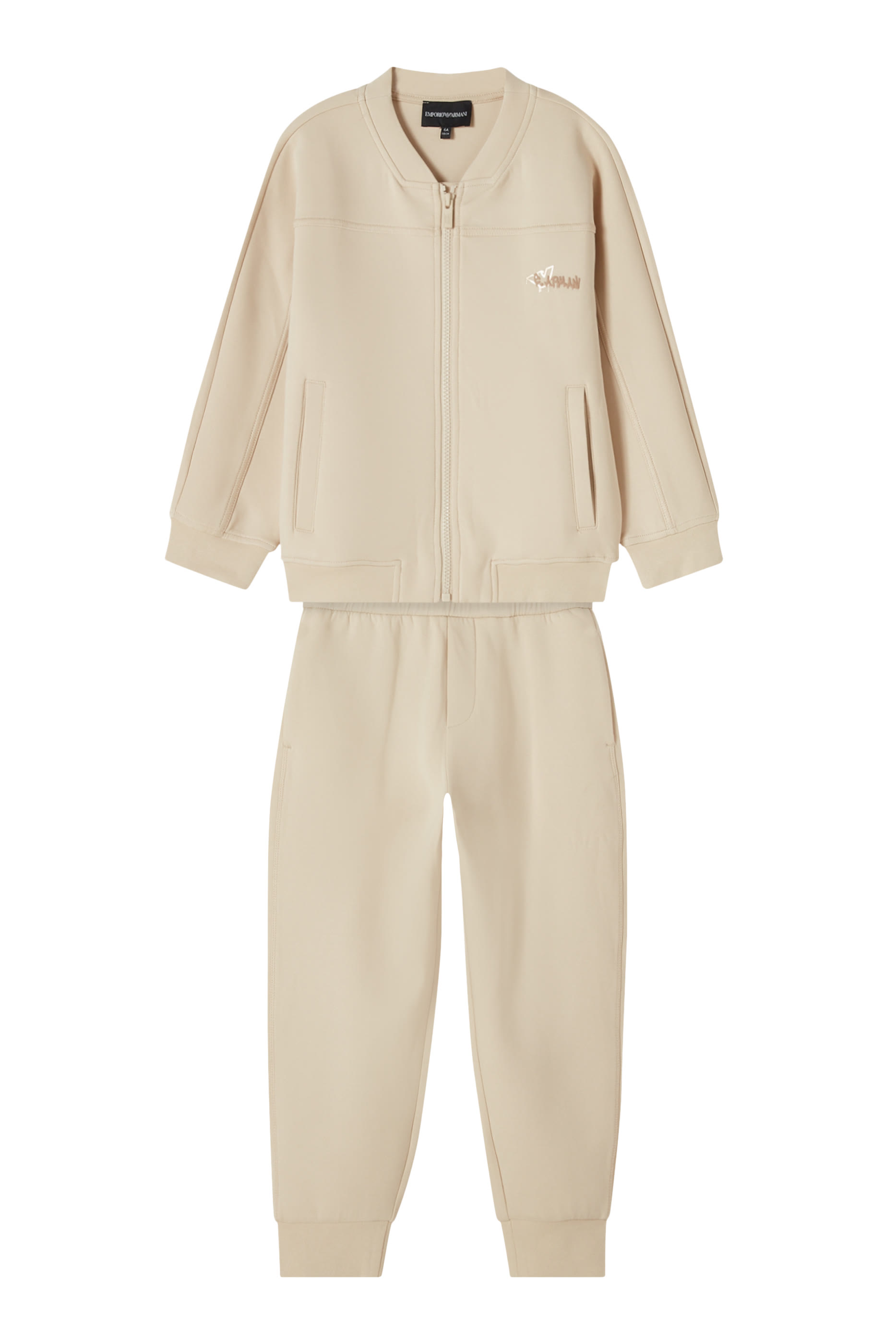 طقم بدلة رياضية بسحاب وشعار الماركة للأطفال