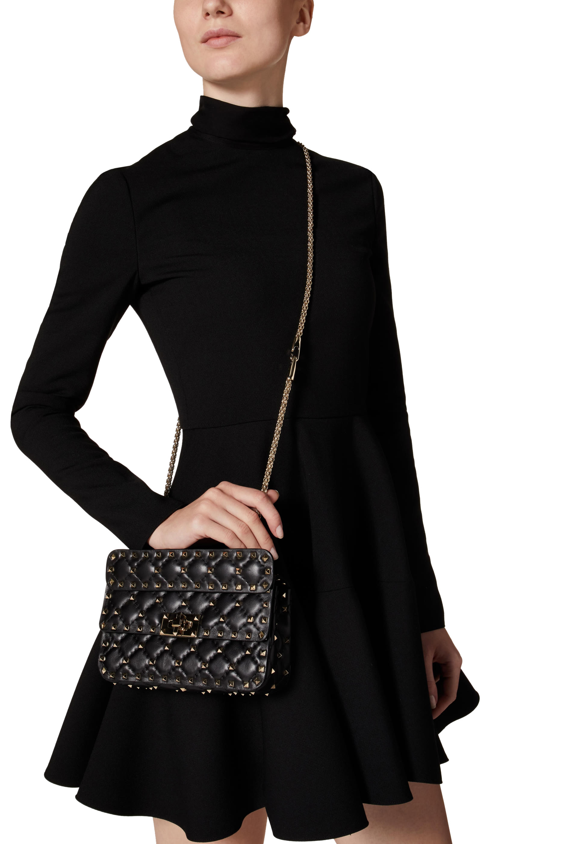 حقيبة كتف بحلي هرمية مدببة