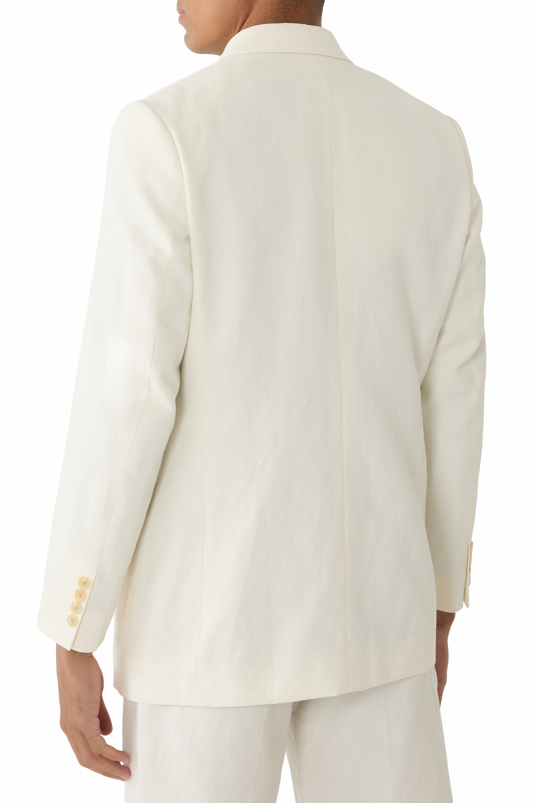 جاكيت او اكس بصفي أزرار صوف وقطن وكتان