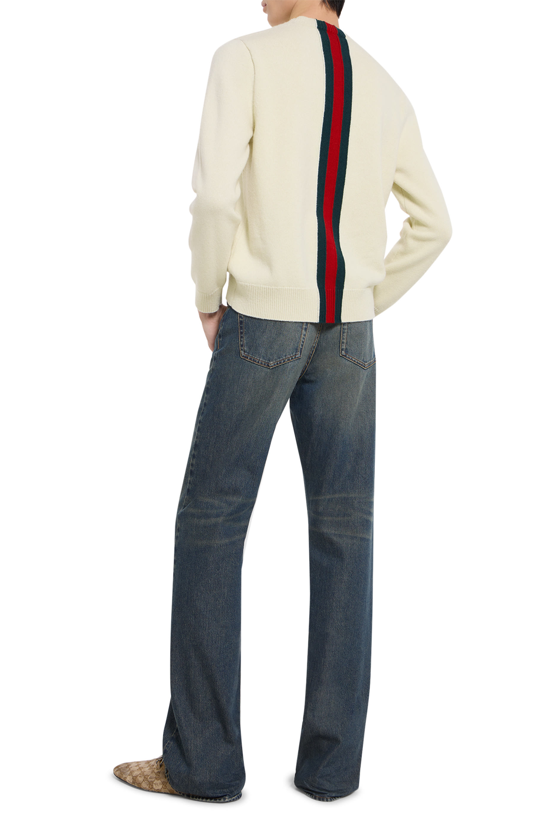 كنزة بشريط ويب بحياكة إنترسيا نسيج صوف ناعم