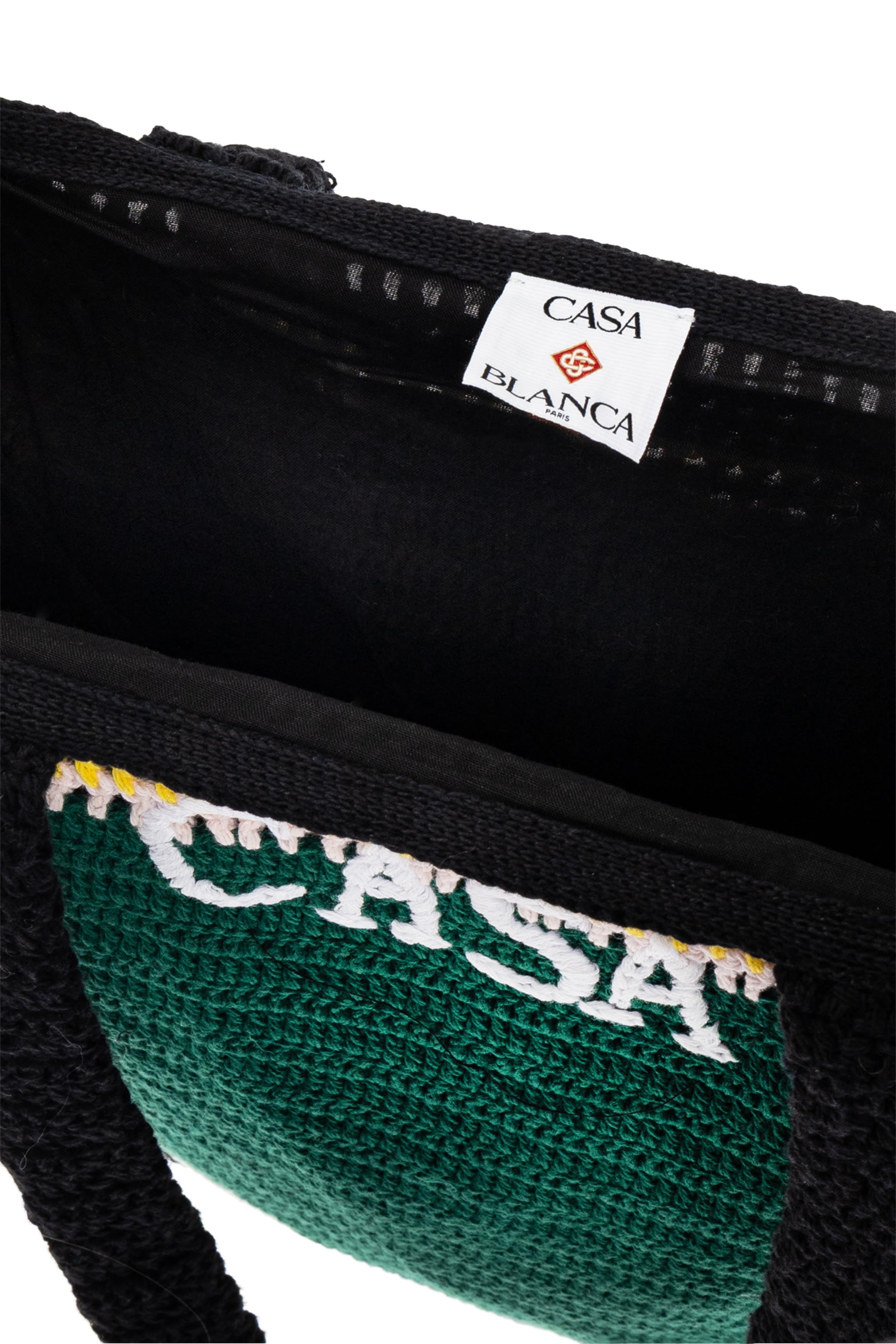 حقيبة مخططة كروشيه